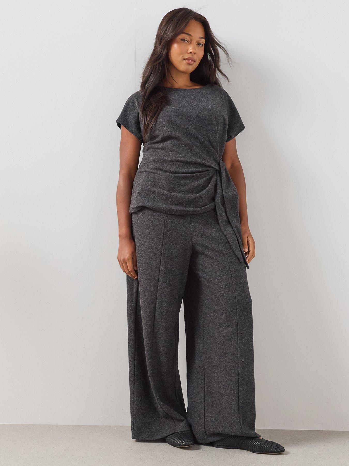 Image 3 of 6 of The Very Collection Curve Knot Detail Top Co-Ord - Dark Grey