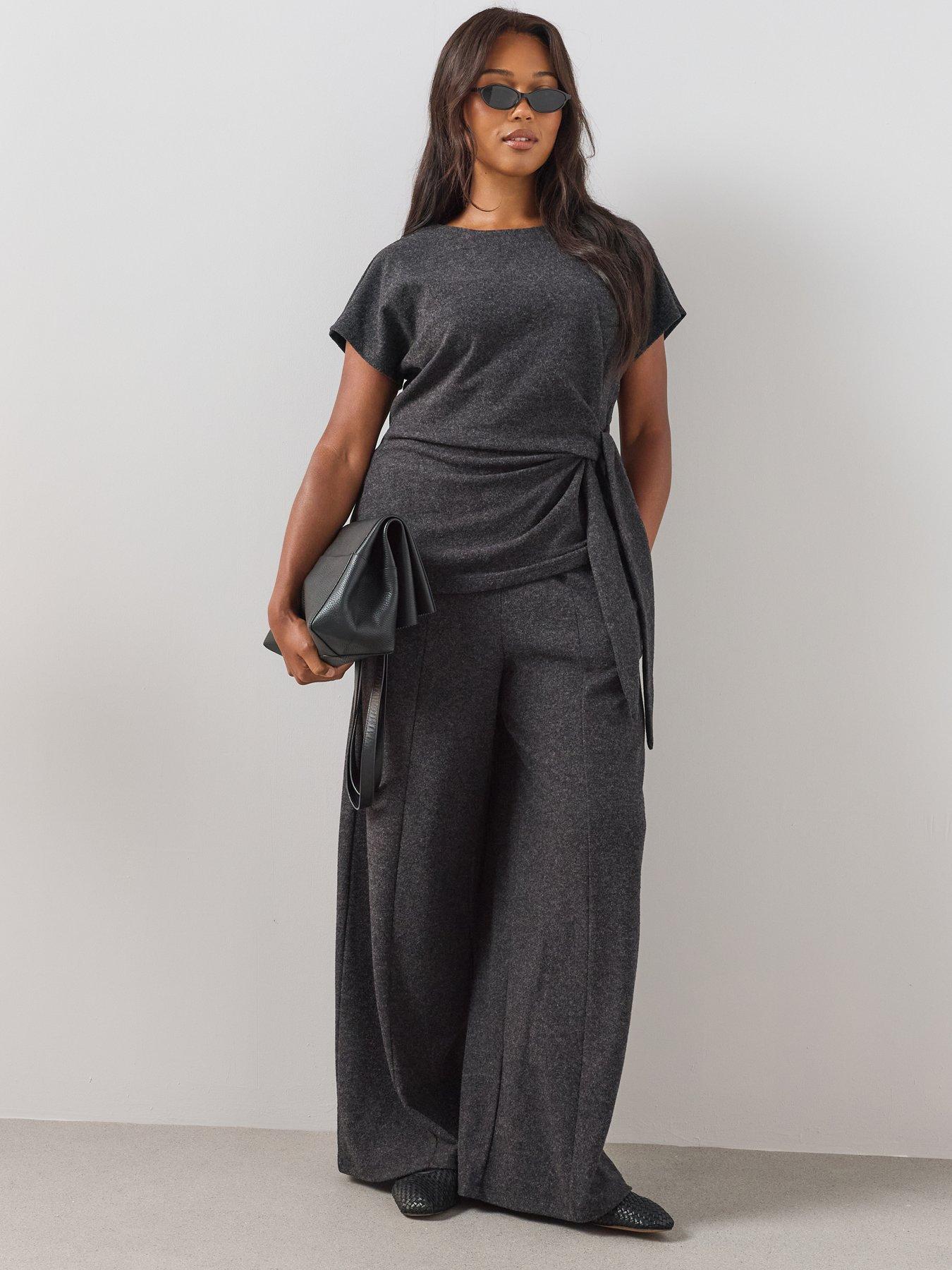 Image 4 of 6 of The Very Collection Curve Knot Detail Top Co-Ord - Dark Grey