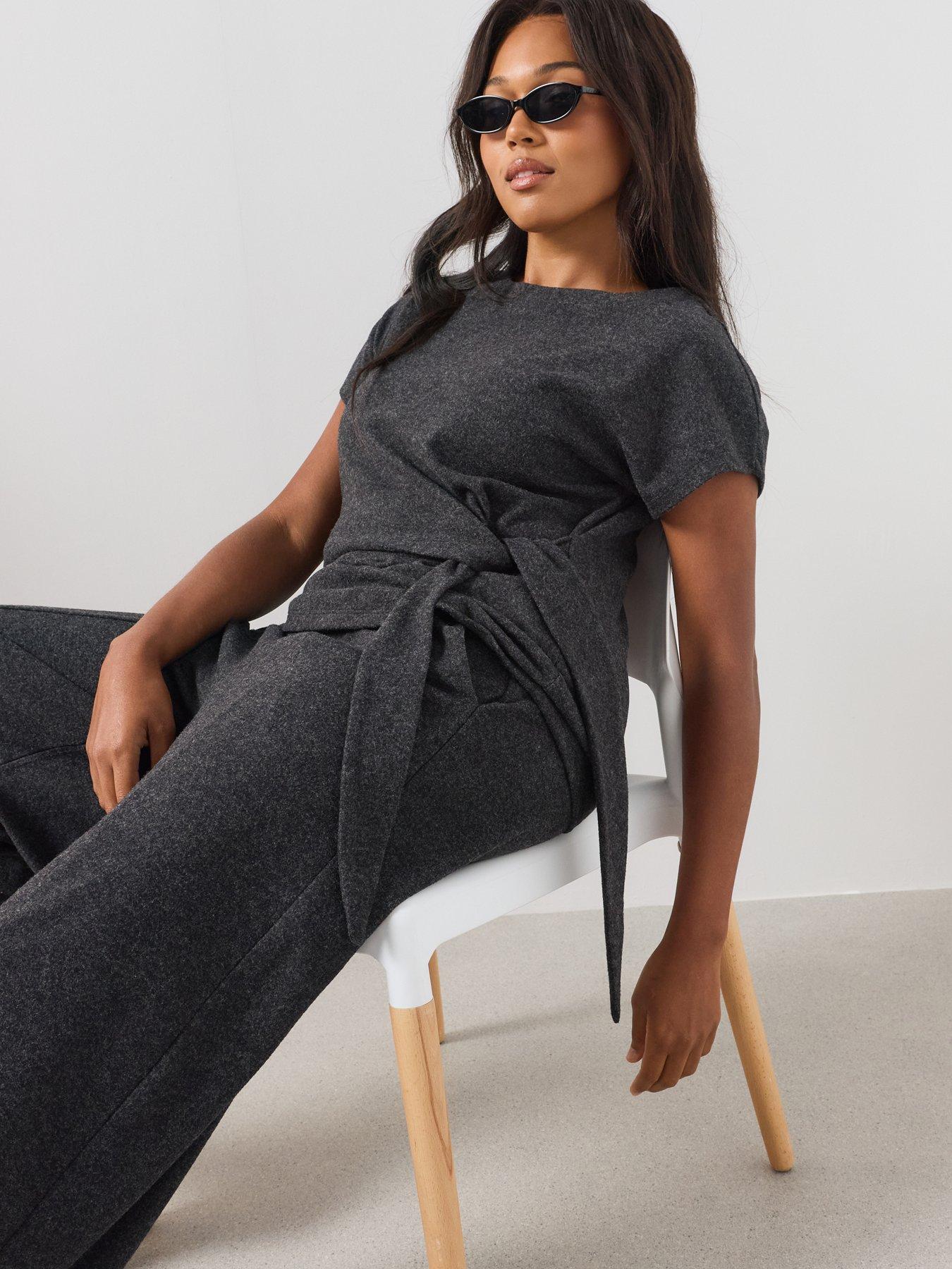 Image 5 of 6 of The Very Collection Curve Knot Detail Top Co-Ord - Dark Grey