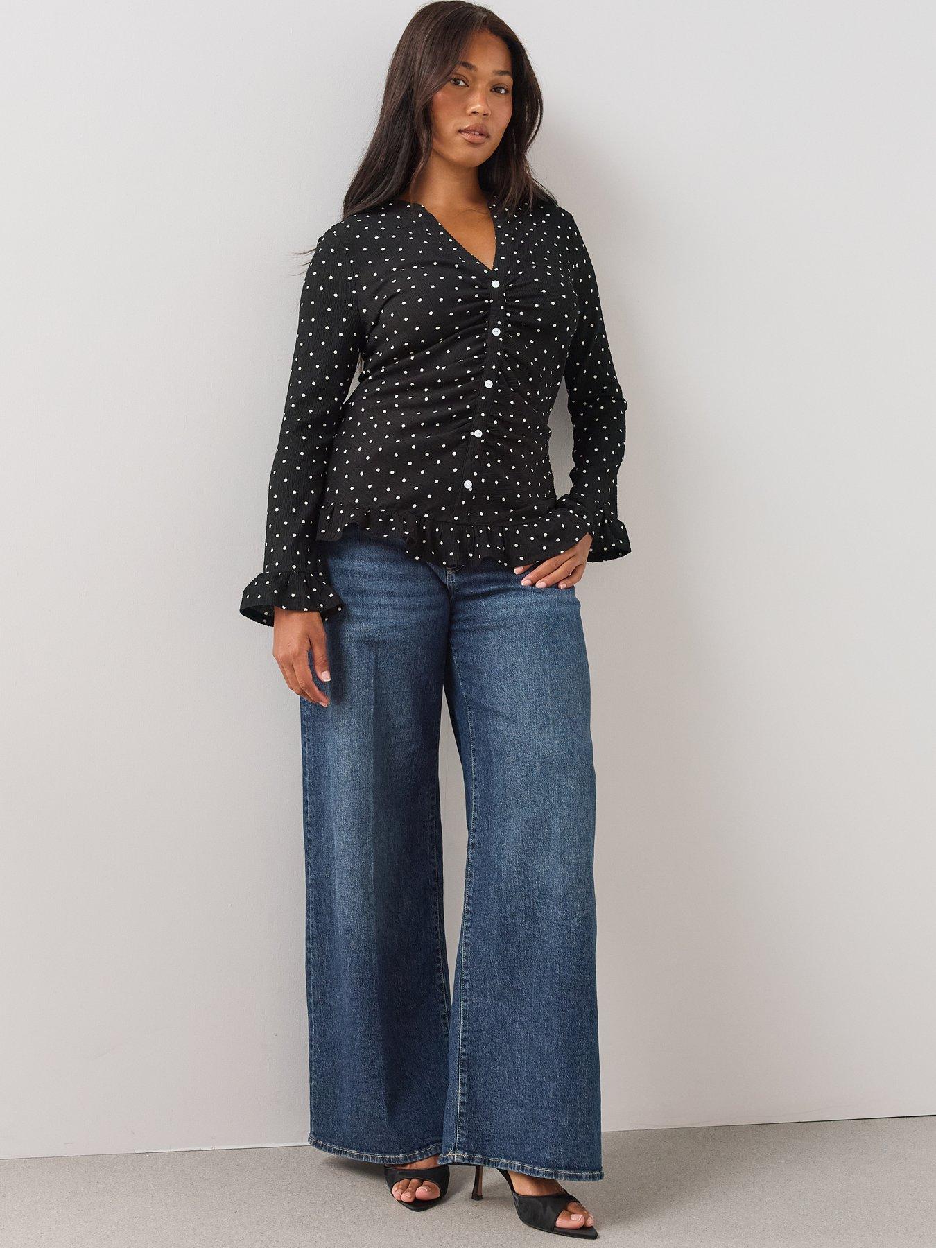 Image 5 of 6 of The Very Collection Womens Curve Ruched Button Through Shirt - Dot Print