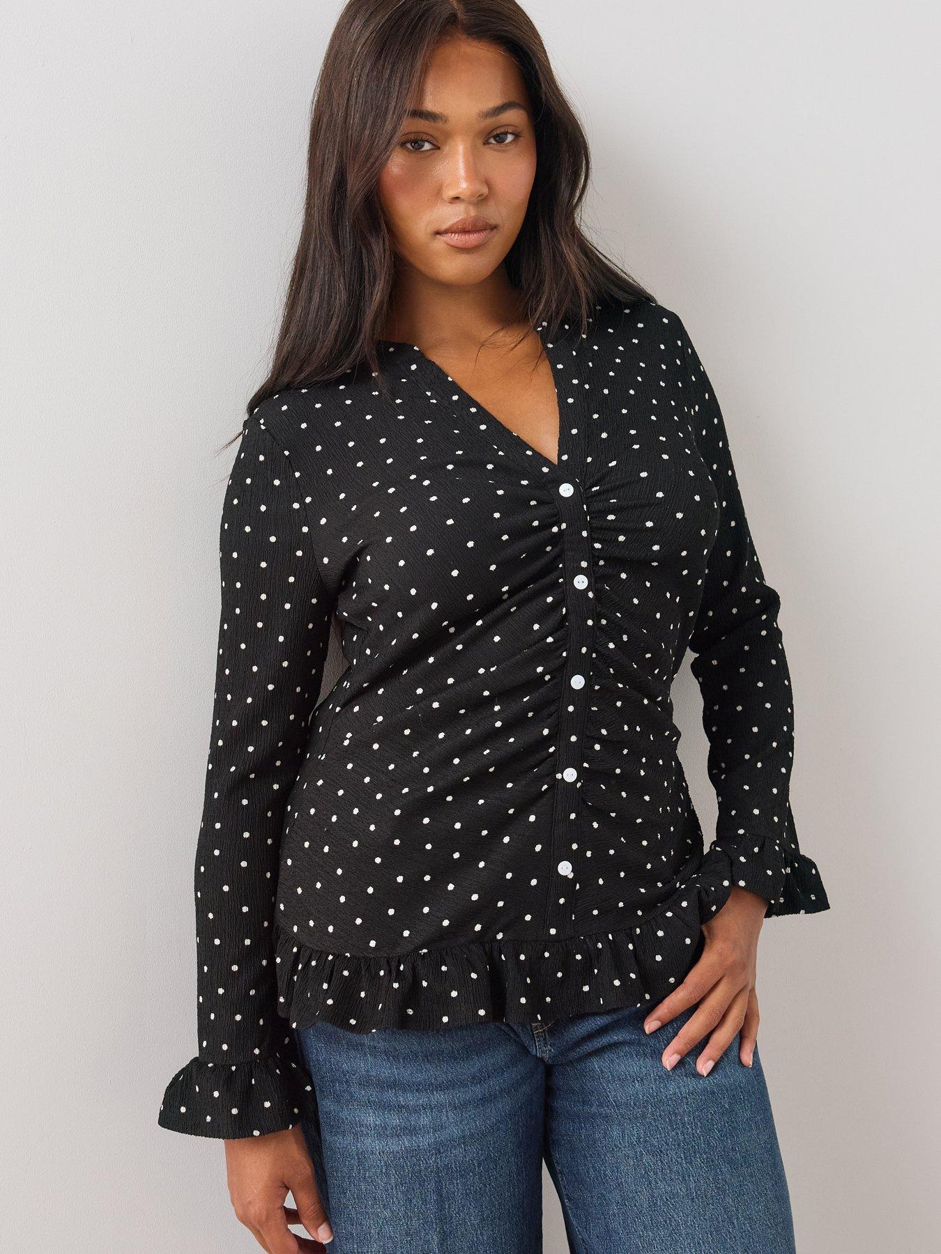 Image 6 of 6 of The Very Collection Womens Curve Ruched Button Through Shirt - Dot Print