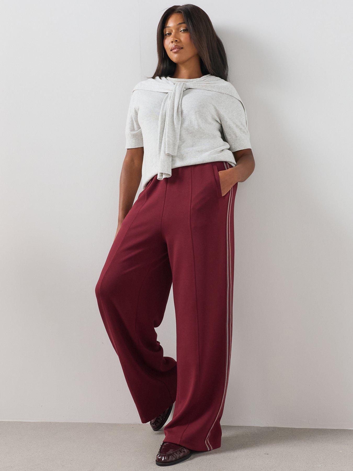 Image 1 of 6 of The Very Collection Curve Side Stripe Wide Leg Trouser - Burgundy