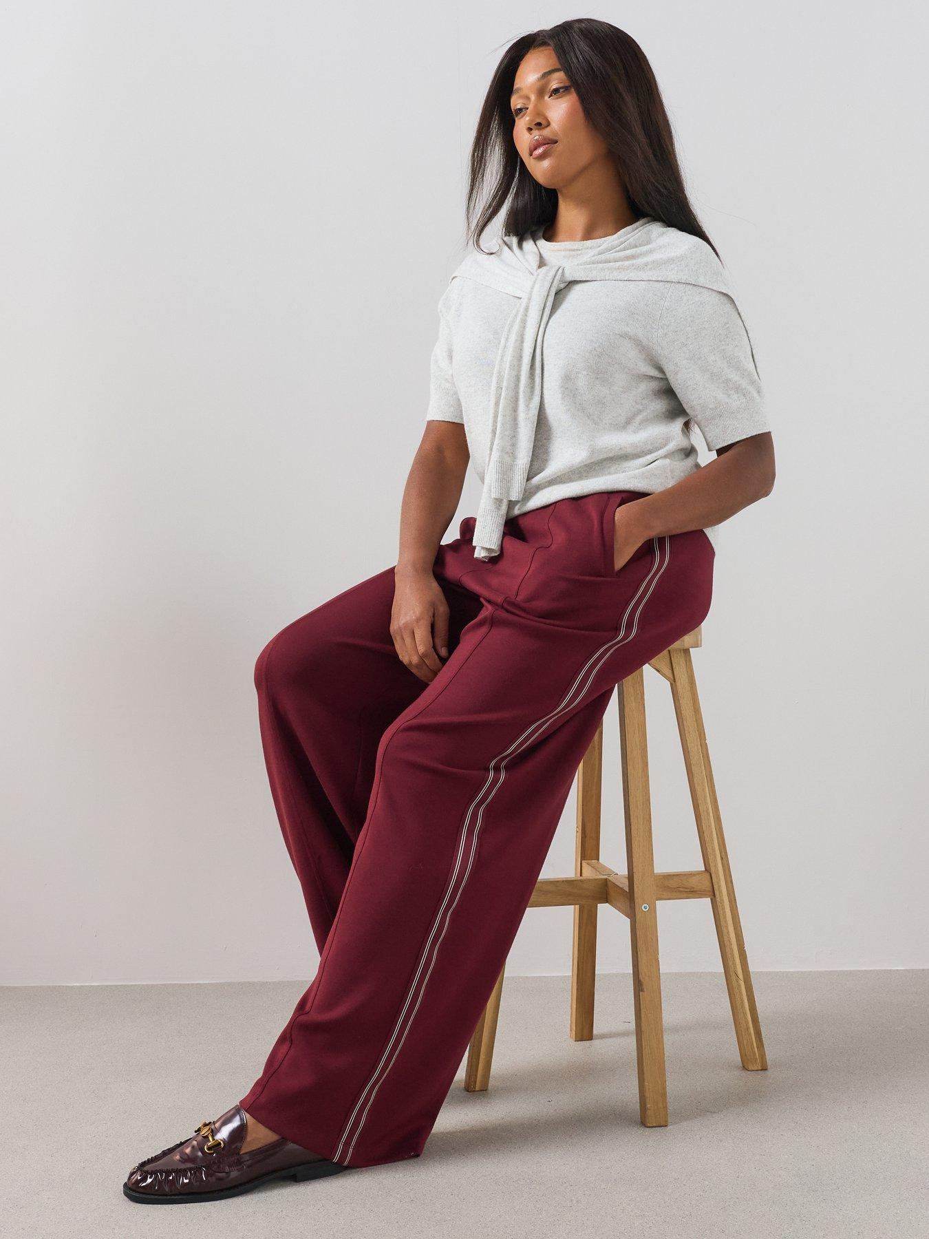 Image 3 of 6 of The Very Collection Curve Side Stripe Wide Leg Trouser - Burgundy