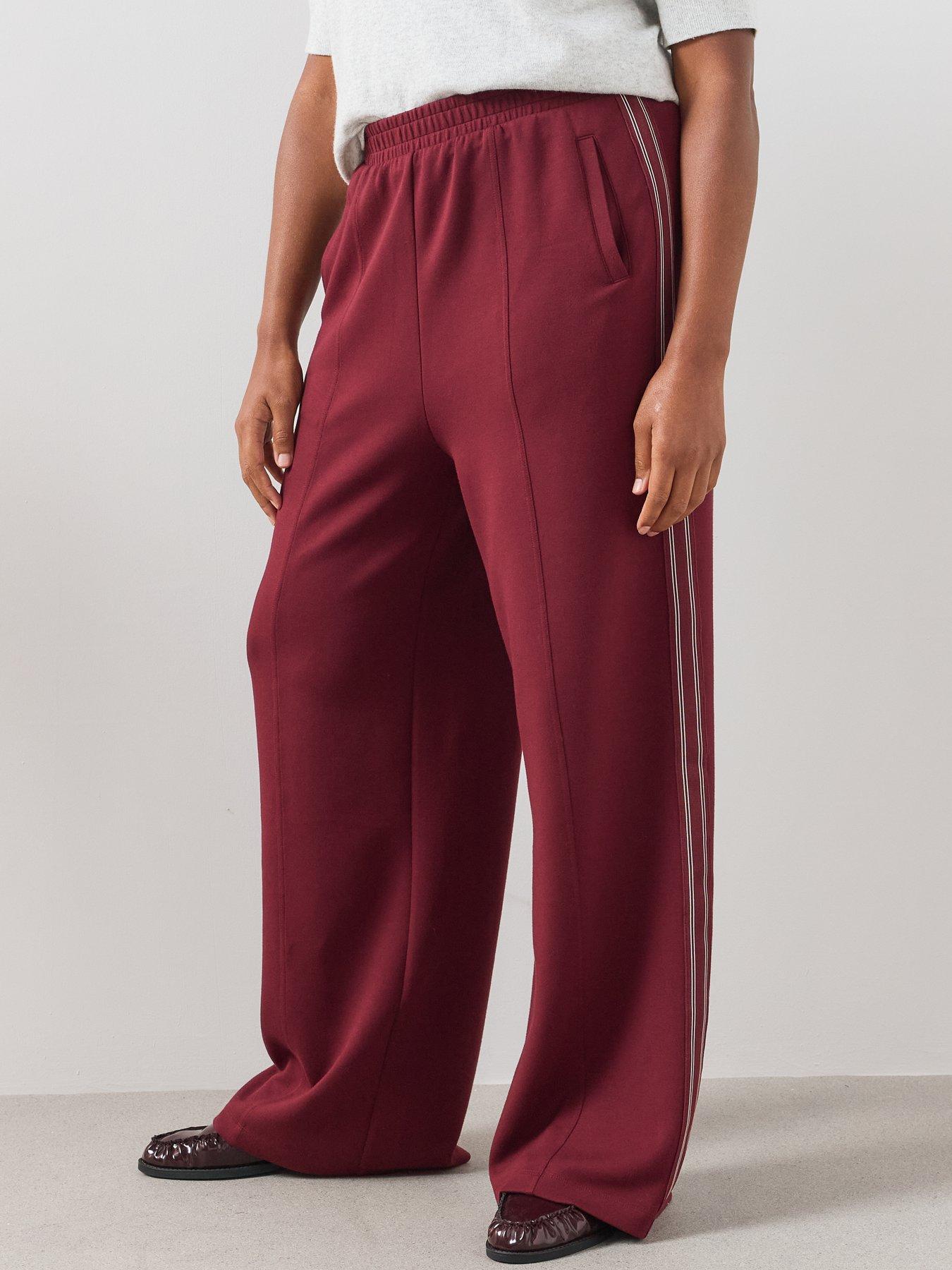 Image 4 of 6 of The Very Collection Curve Side Stripe Wide Leg Trouser - Burgundy
