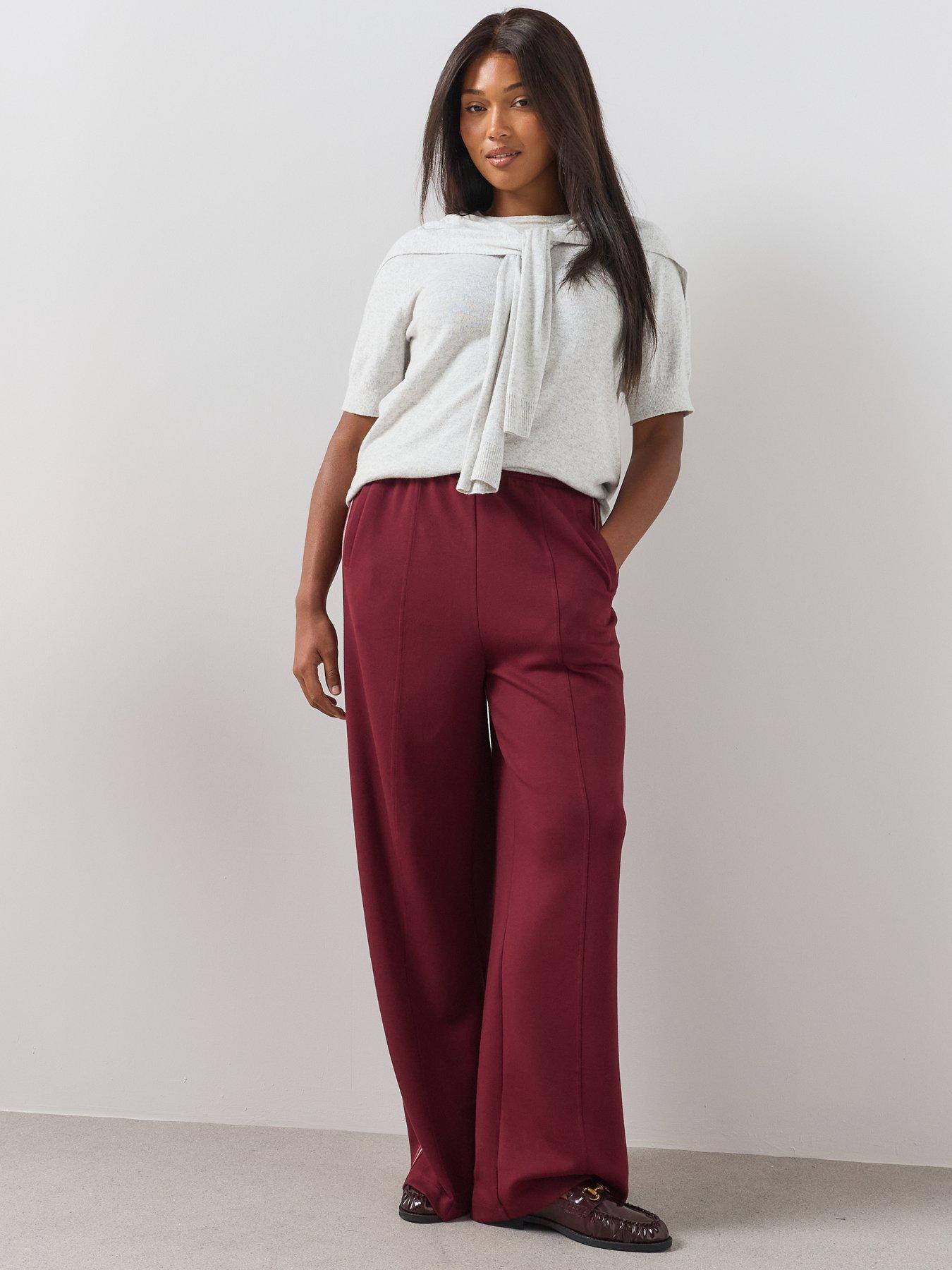 Image 6 of 6 of The Very Collection Curve Side Stripe Wide Leg Trouser - Burgundy