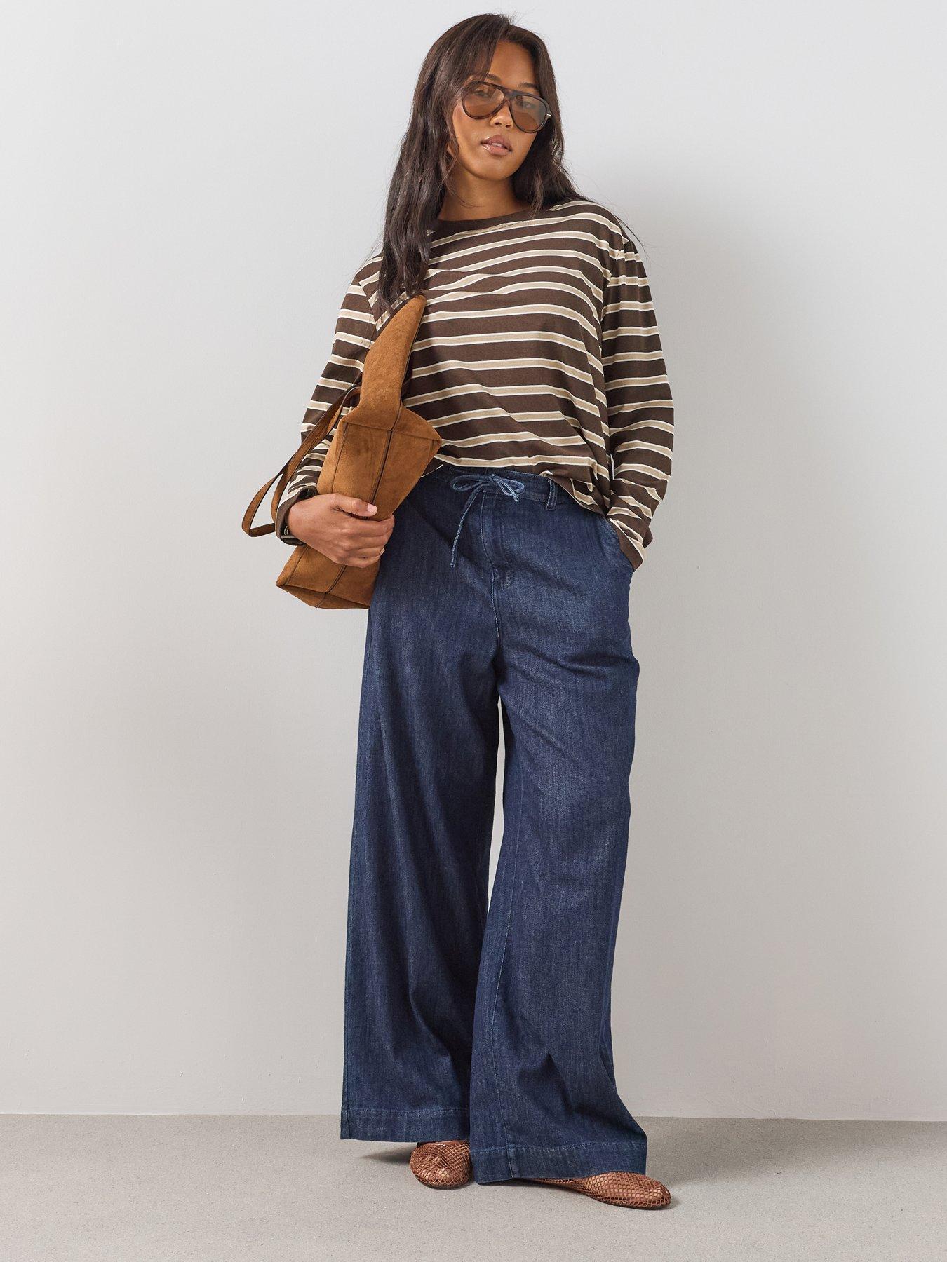 Image 1 of 6 of The Very Collection Curve Elasticated Waist Wide Leg Jean - Blue