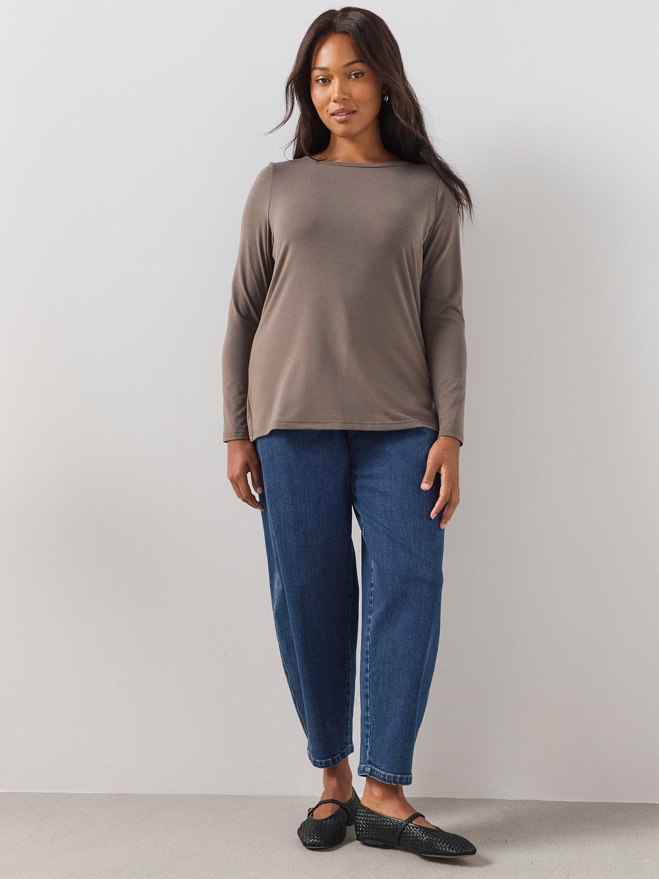 Image 5 of 6 of The Very Collection Curve High Waisted Barrel Leg Jean - Mid Wash