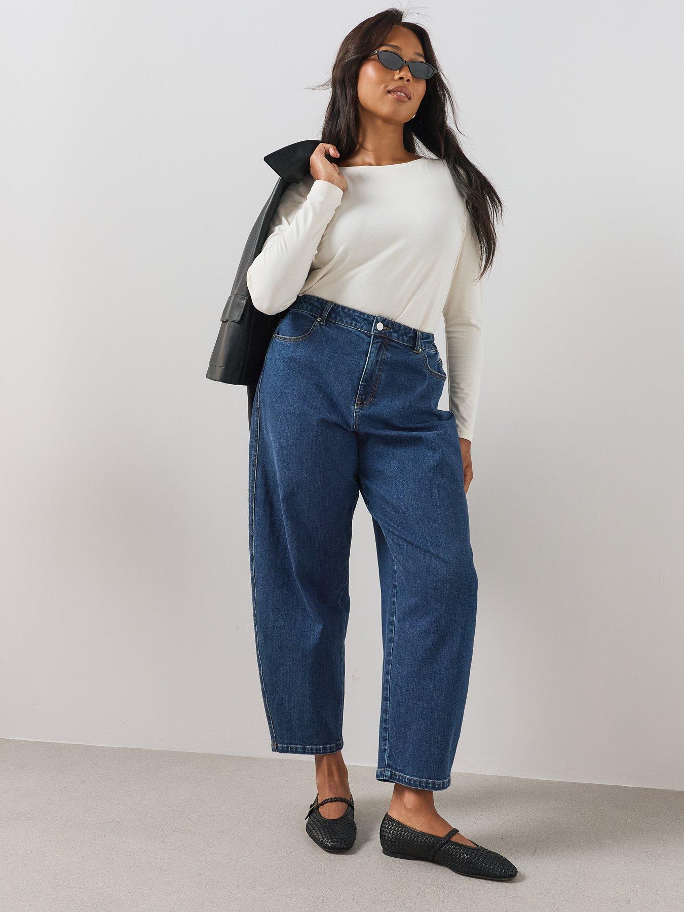 Image 6 of 6 of The Very Collection Curve High Waisted Barrel Leg Jean - Mid Wash