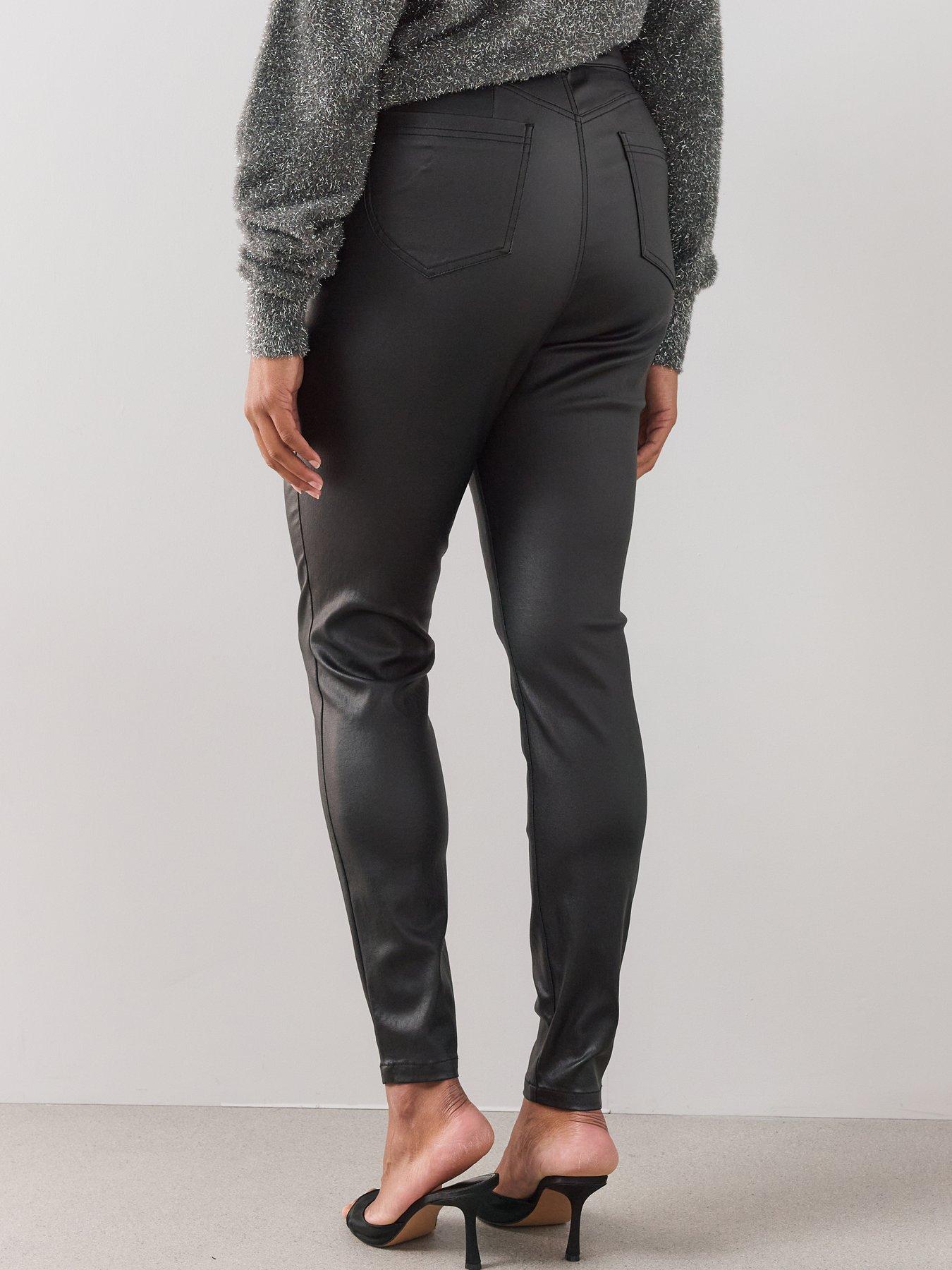 Image 2 of 6 of The Very Collection Womens Curve High Rise Coated Skinny Jeans - Black