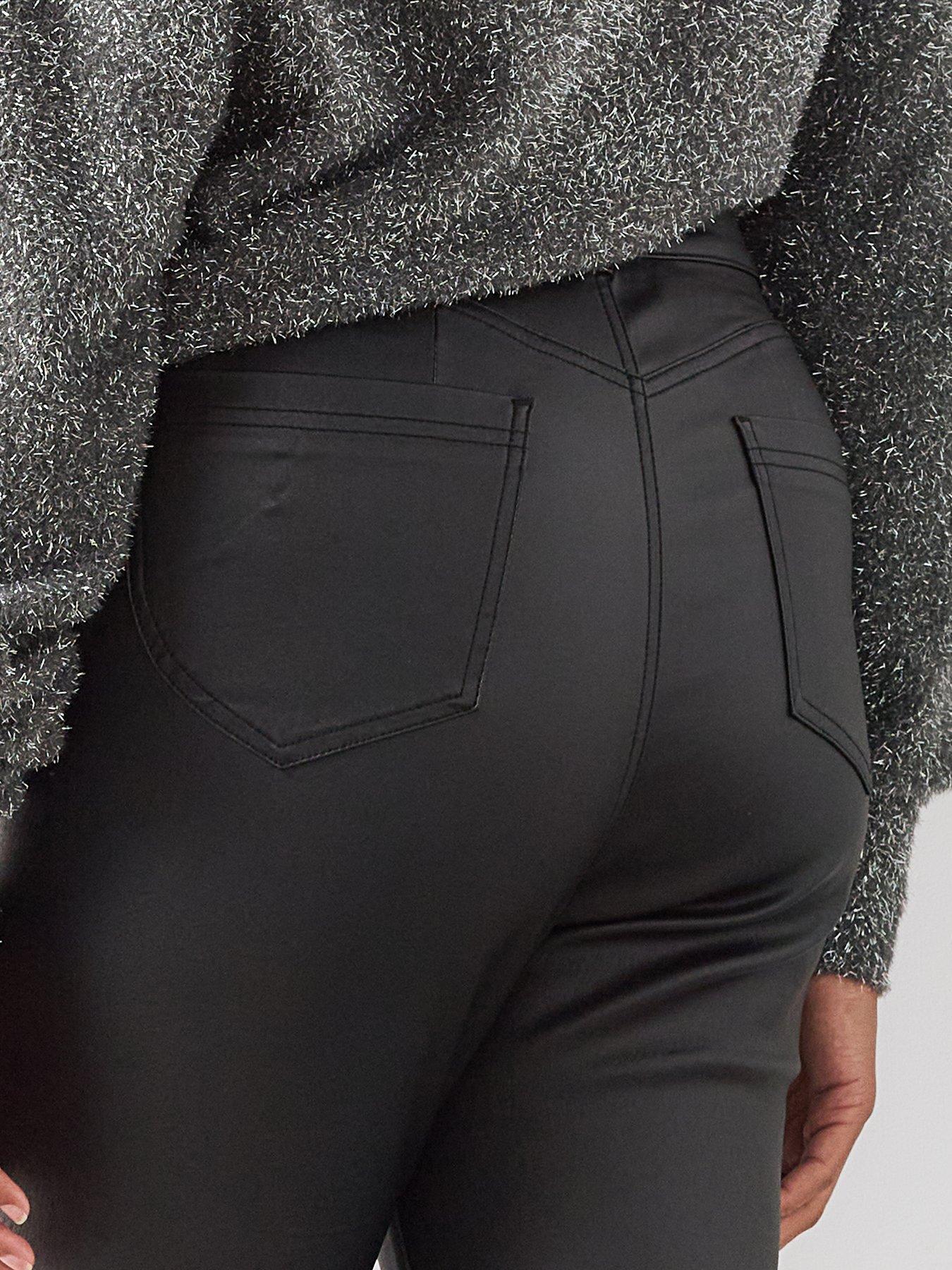 Image 6 of 6 of The Very Collection Womens Curve High Rise Coated Skinny Jeans - Black