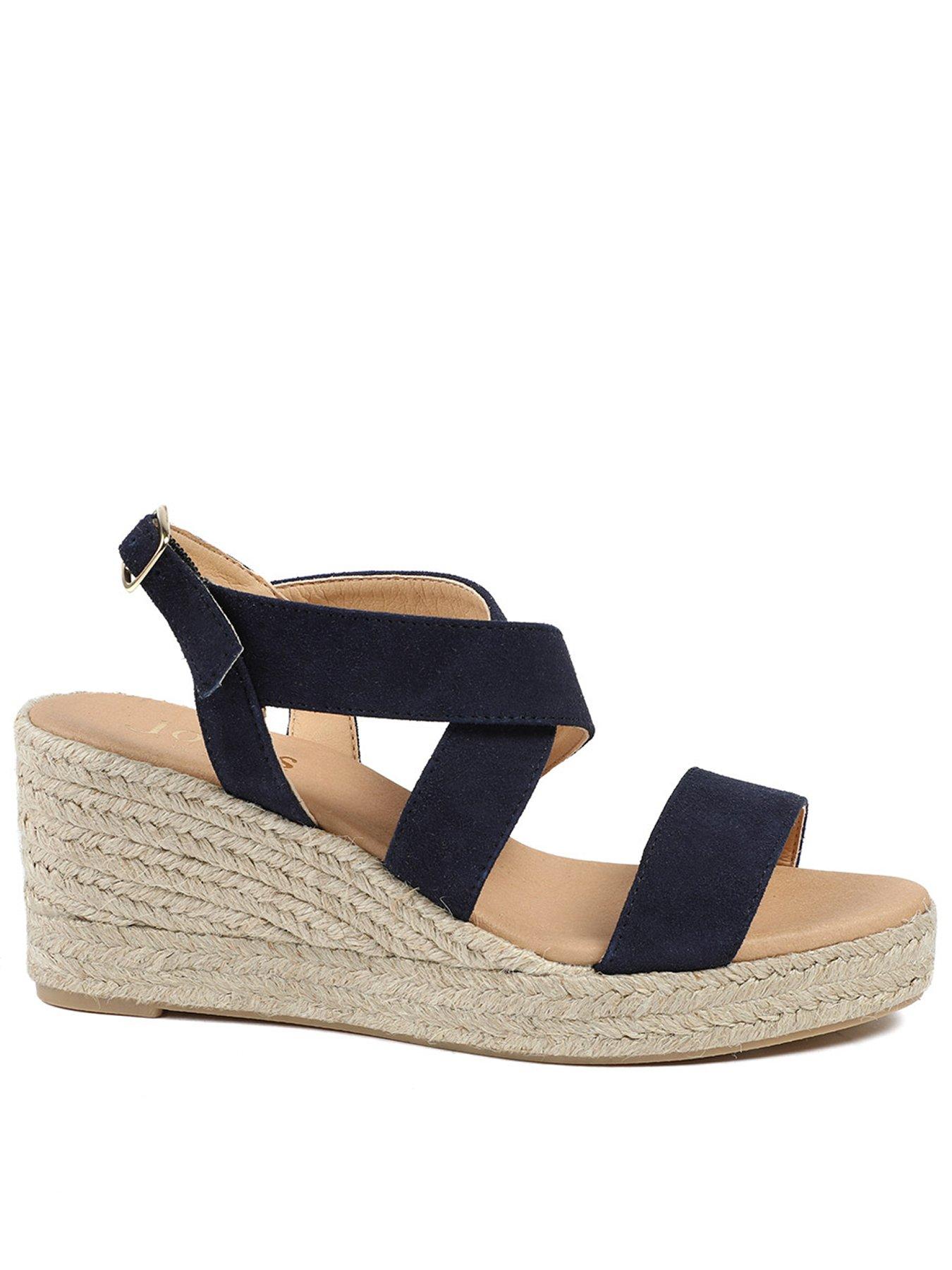 front image of jones-bootmaker-romilly-crossover-strap-wedge-navy