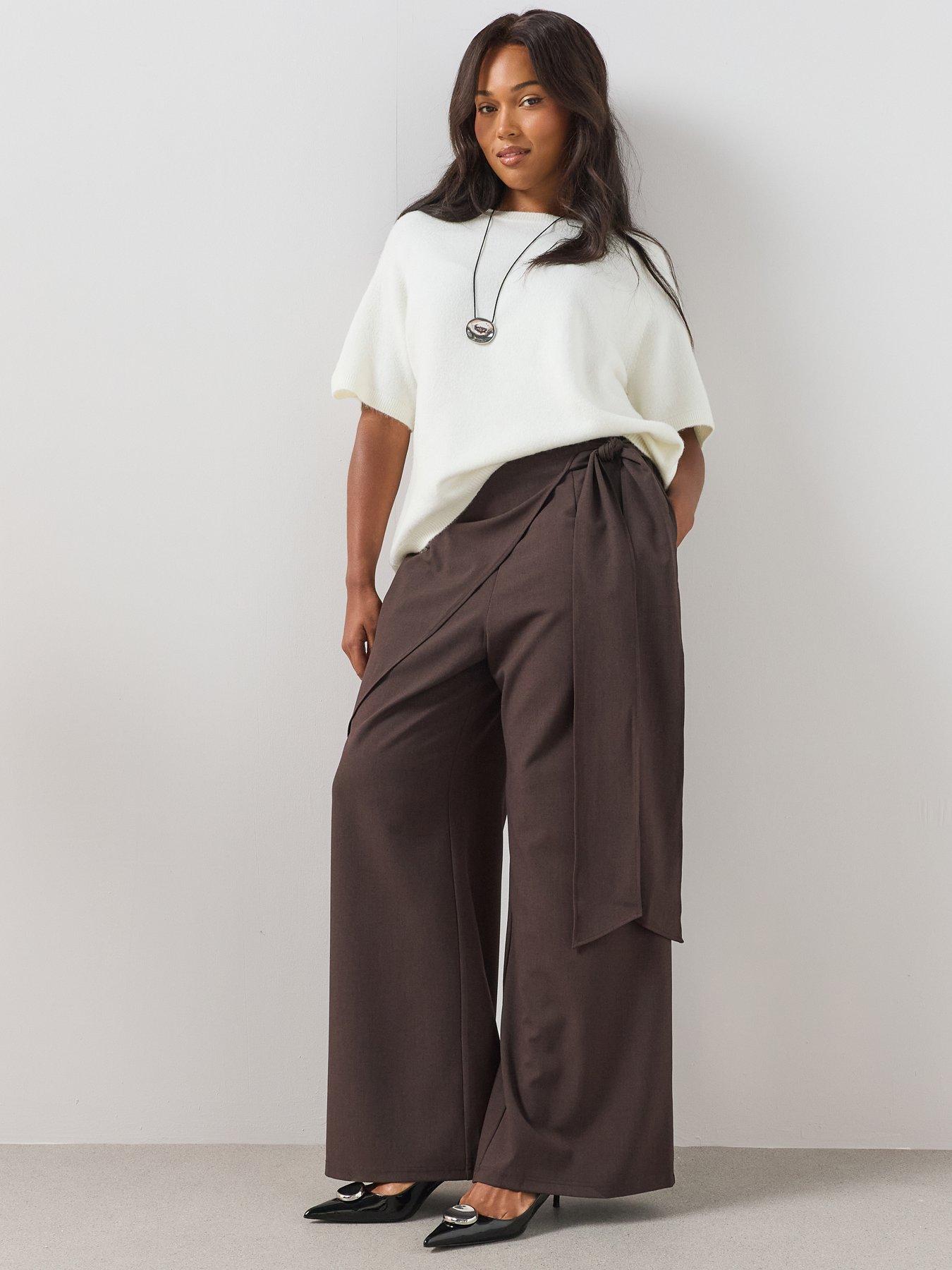 Image 3 of 6 of The Very Collection Curve Wrap Detail Wide Leg Trouser - Grey