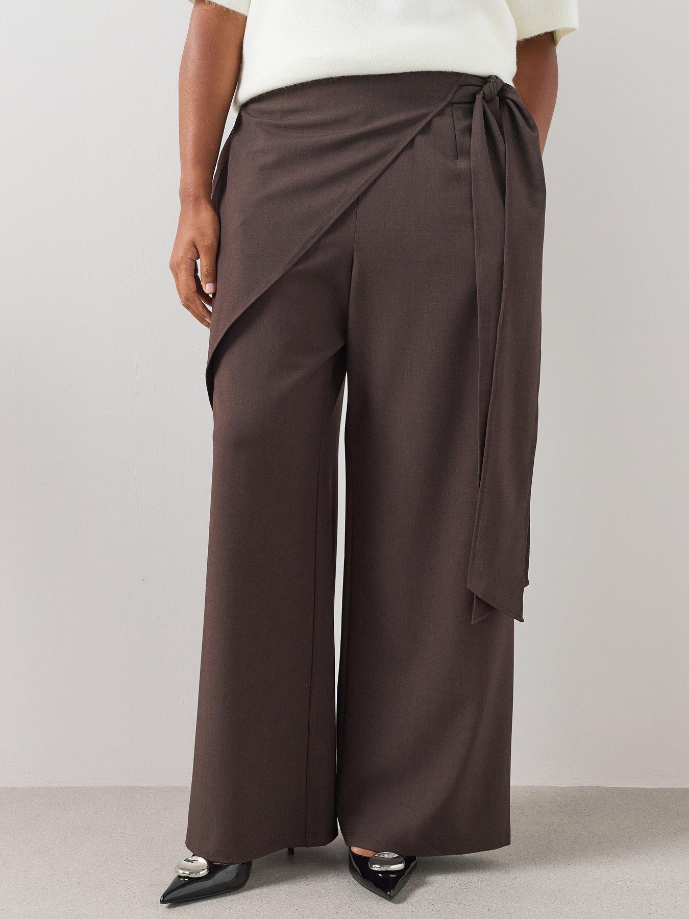 Image 4 of 6 of The Very Collection Curve Wrap Detail Wide Leg Trouser - Grey