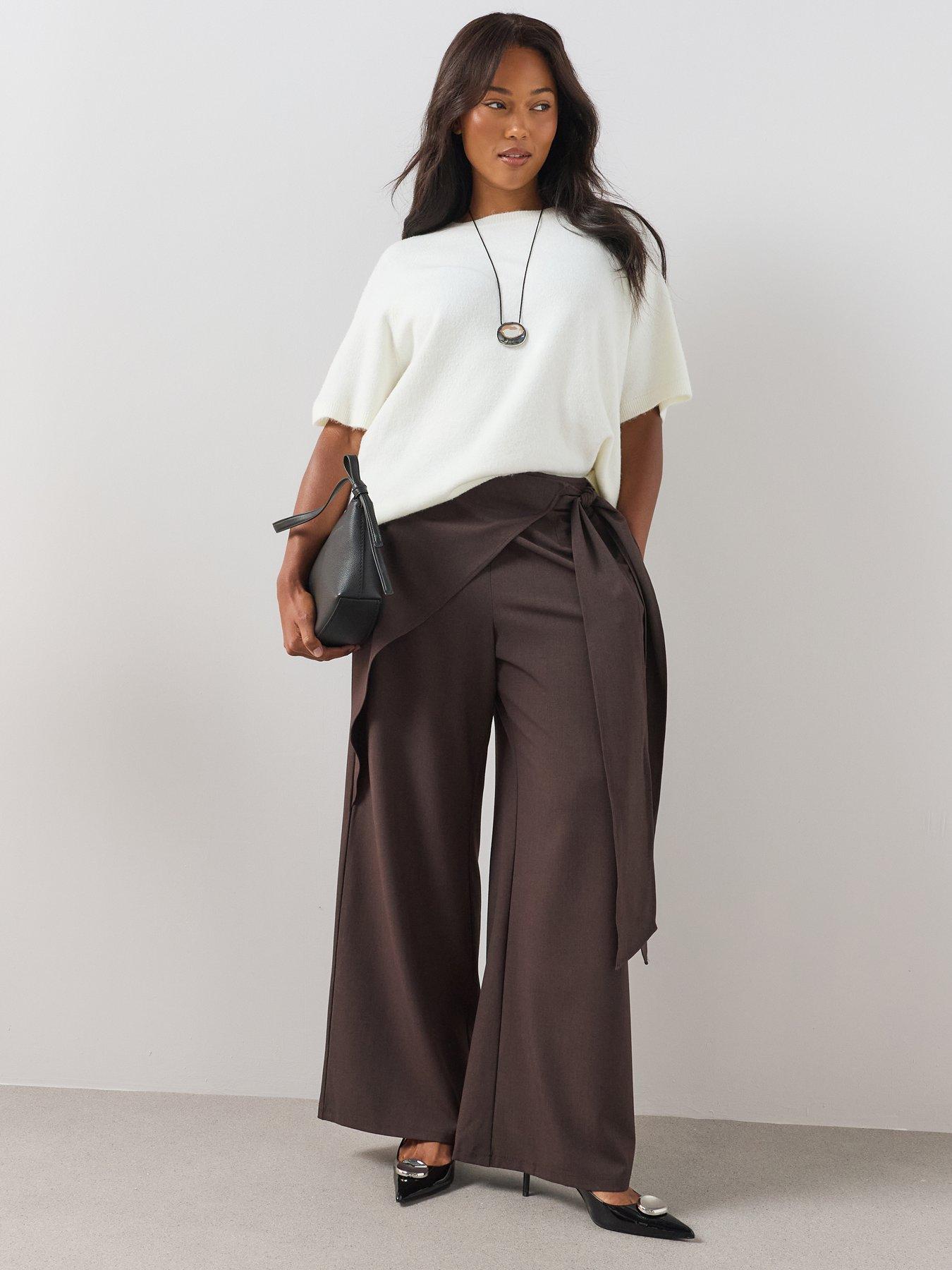 Image 6 of 6 of The Very Collection Curve Wrap Detail Wide Leg Trouser - Grey