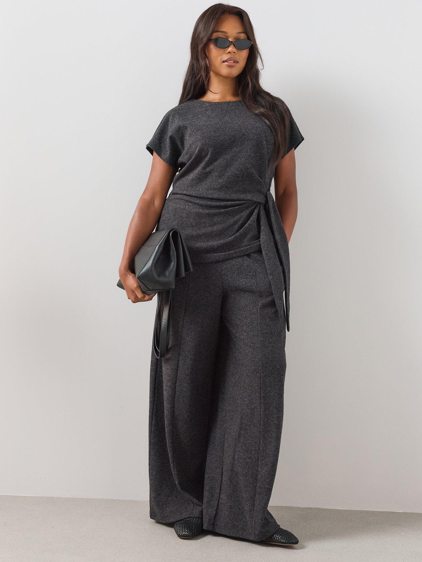 The Very Collection Curve Elasticated Waist Wide Leg Tro - Dark Grey