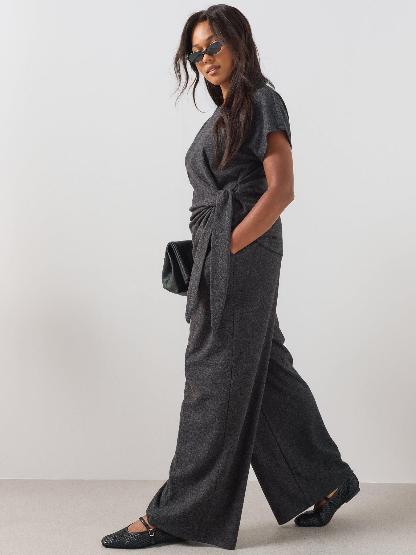 Image 3 of 6 of The Very Collection Curve Elasticated Waist Wide Leg Tro - Dark Grey