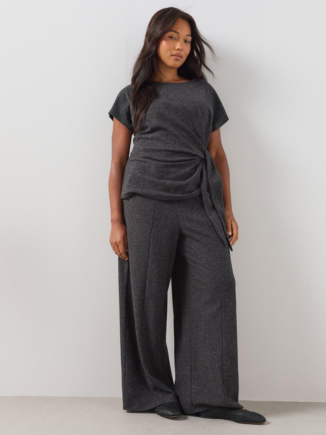 Image 6 of 6 of The Very Collection Curve Elasticated Waist Wide Leg Tro - Dark Grey