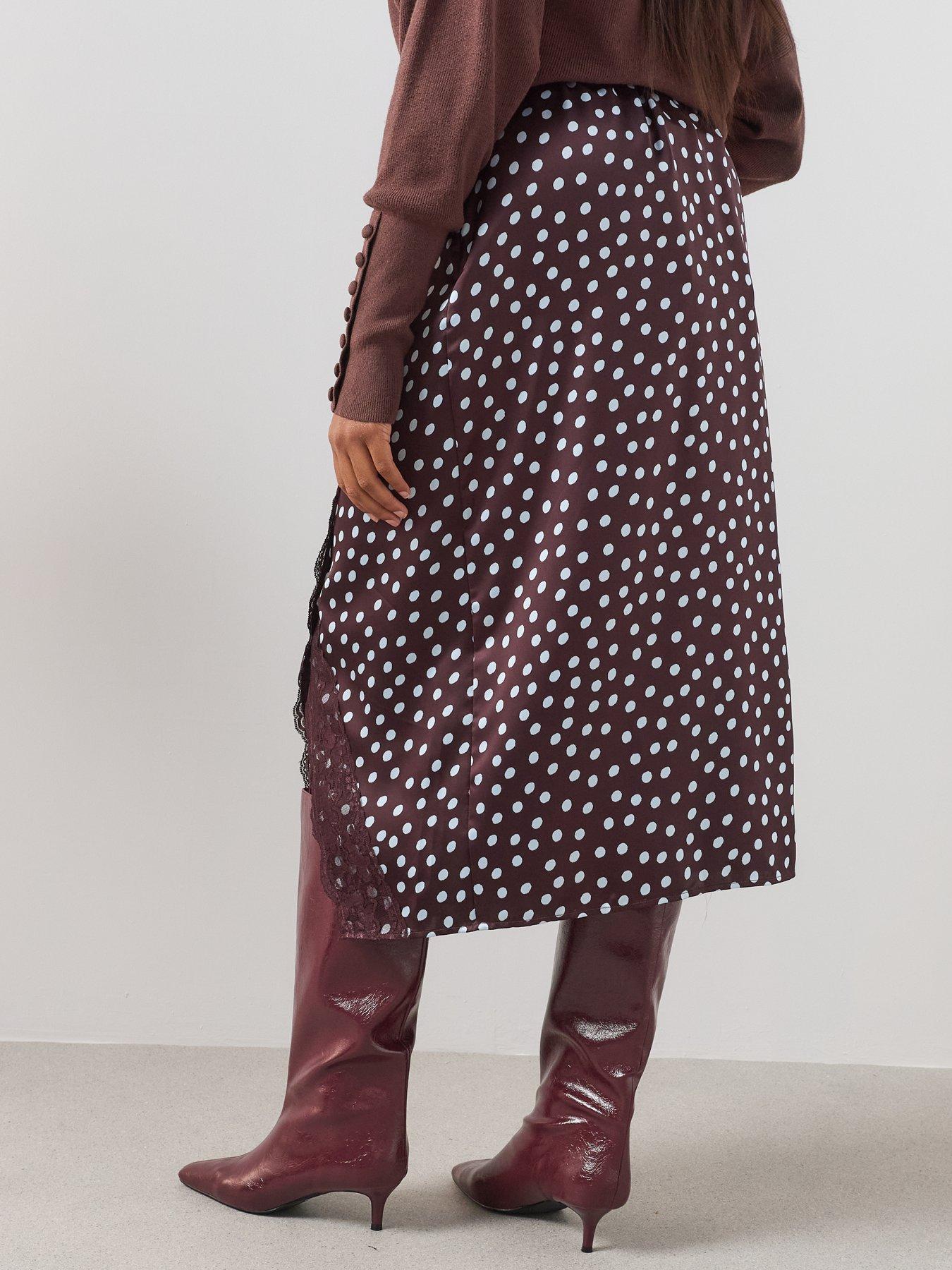 Image 2 of 6 of The Very Collection Curve Lace Trim Midi Skirt - Print