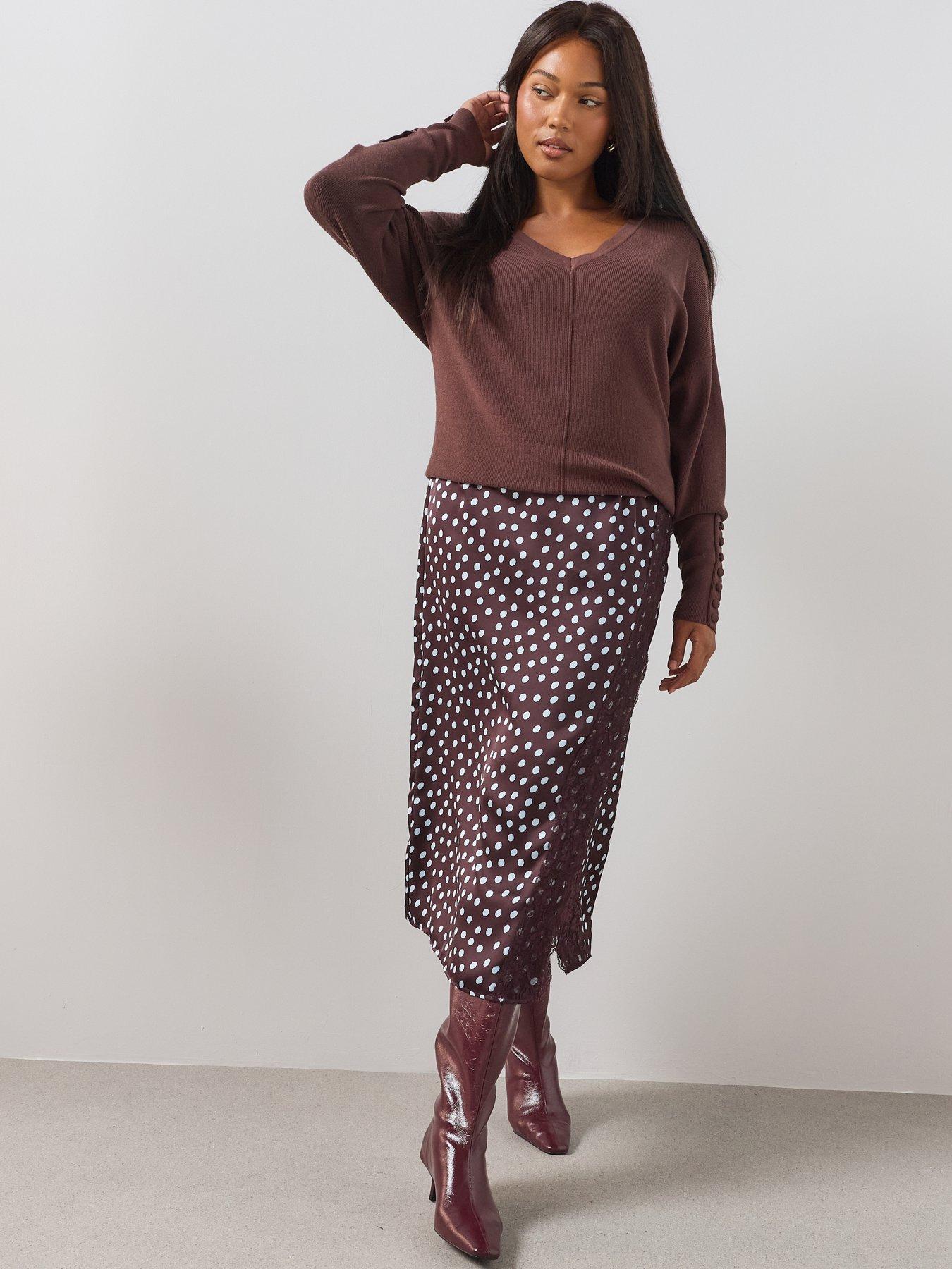 Image 3 of 6 of The Very Collection Curve Lace Trim Midi Skirt - Print