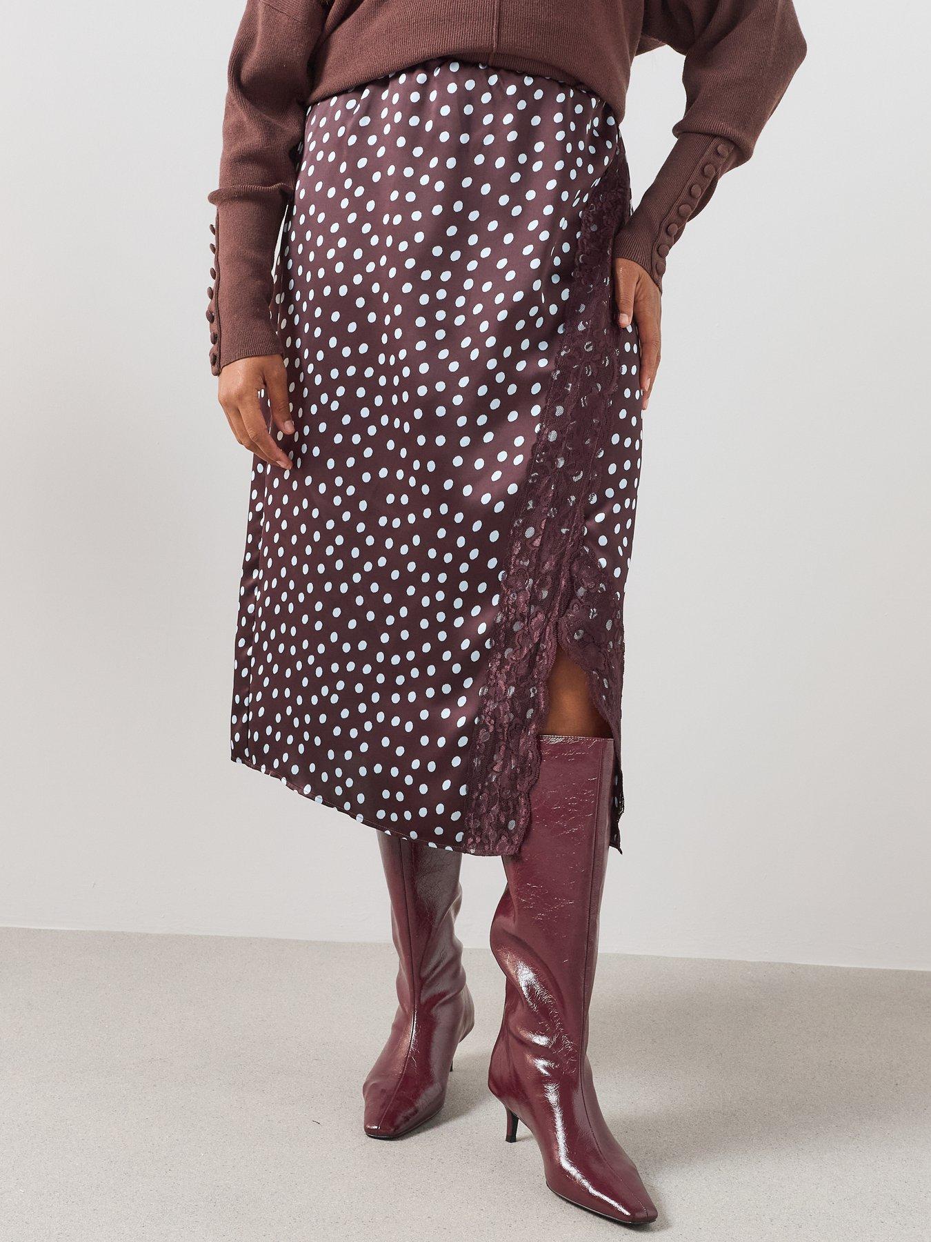 Image 4 of 6 of The Very Collection Curve Lace Trim Midi Skirt - Print