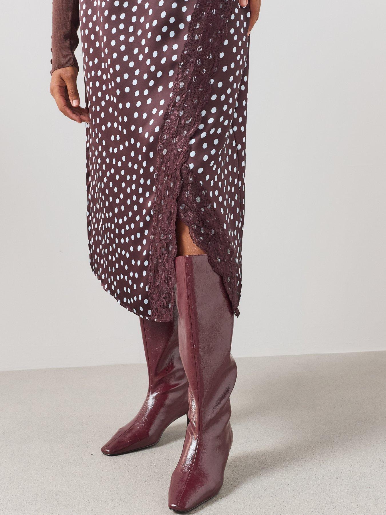 Image 6 of 6 of The Very Collection Curve Lace Trim Midi Skirt - Print