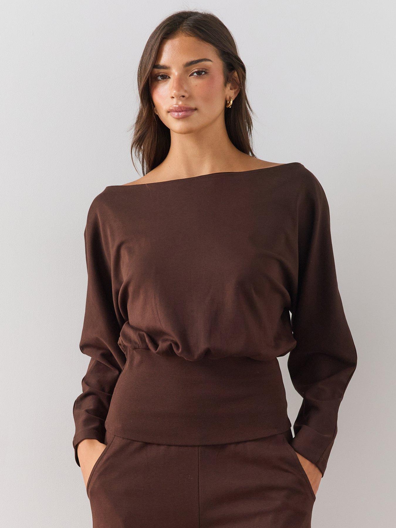 Image 1 of 6 of The Very Collection Deep Rib Waist Band Sweatshirt Co-ord