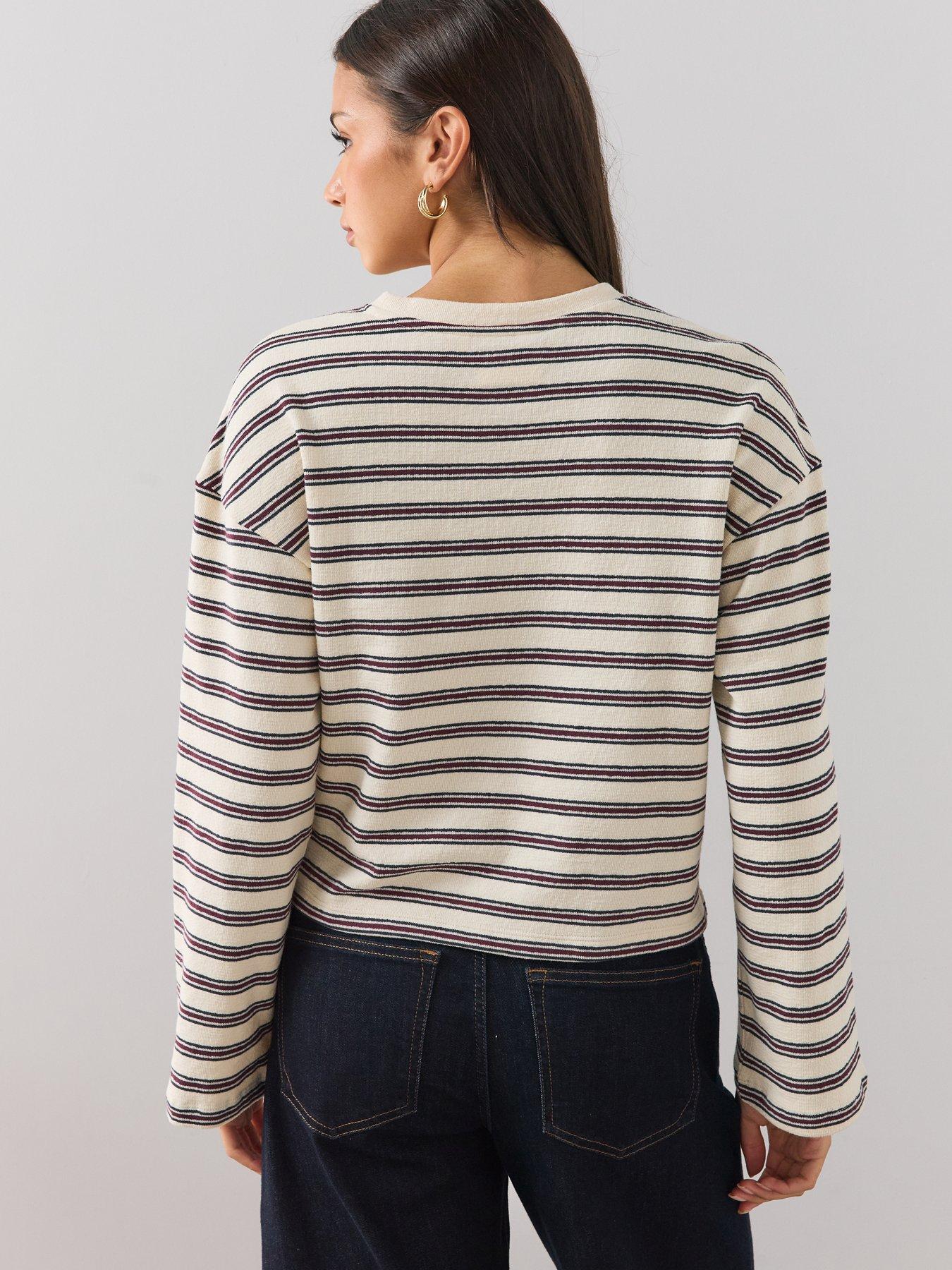Image 2 of 6 of The Very Collection The Very Collection Womens Textured Stripe Long Sleeve Top - Multi