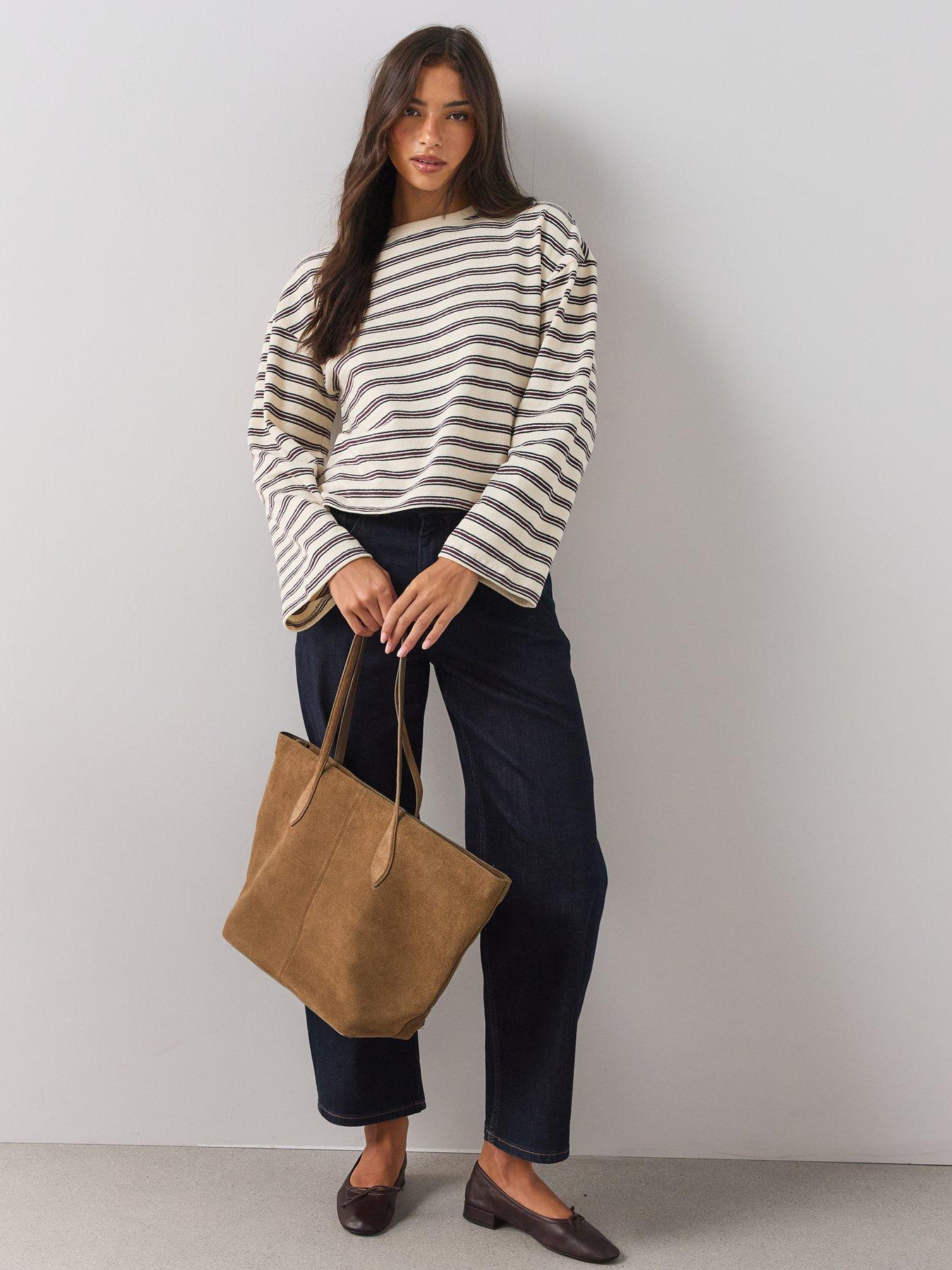 Image 3 of 6 of The Very Collection The Very Collection Womens Textured Stripe Long Sleeve Top - Multi