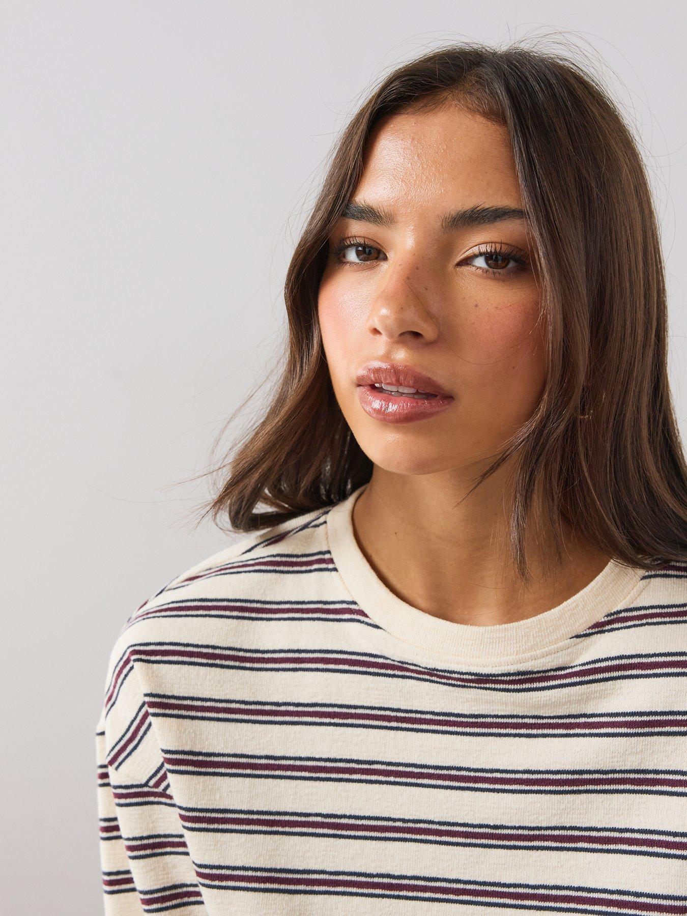 Image 4 of 6 of The Very Collection The Very Collection Womens Textured Stripe Long Sleeve Top - Multi
