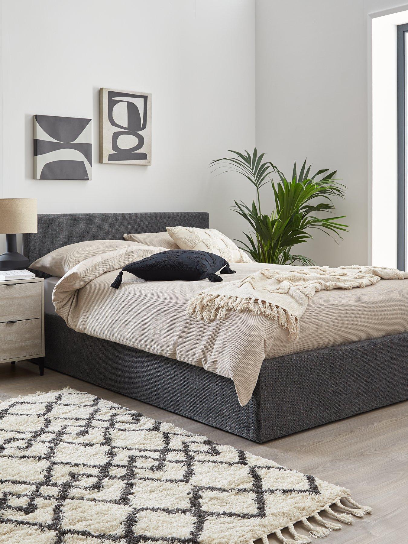 The Very Collection Porto End Lift Up Storage Ottoman Bed with Mattress Options (Buy  &  SAVE!) - Dark Grey - FSC® Certified