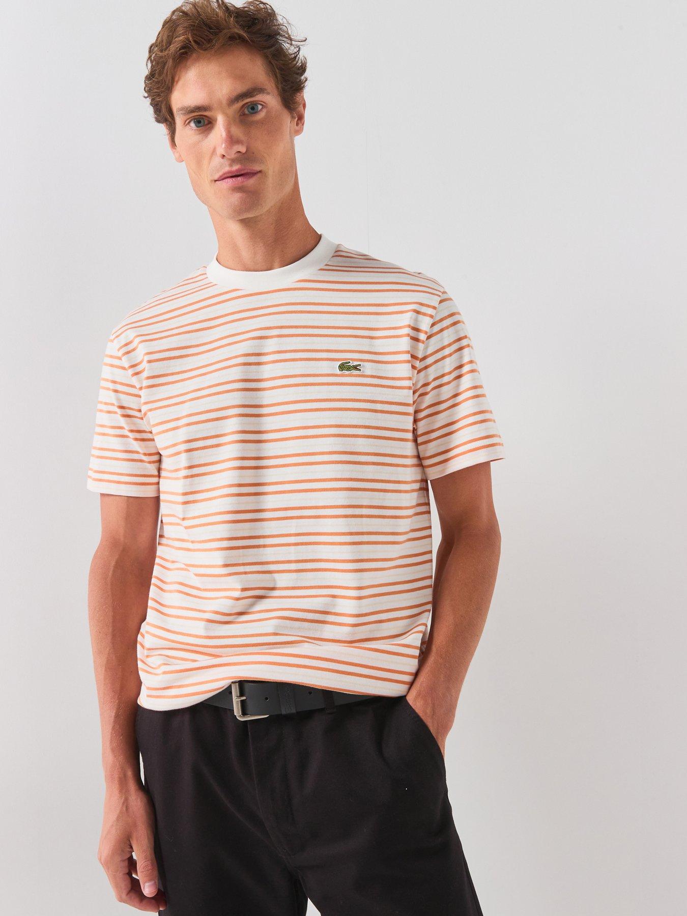Image 1 of 5 of Lacoste Classic Fit Striped Cotton T-shirt - Multi