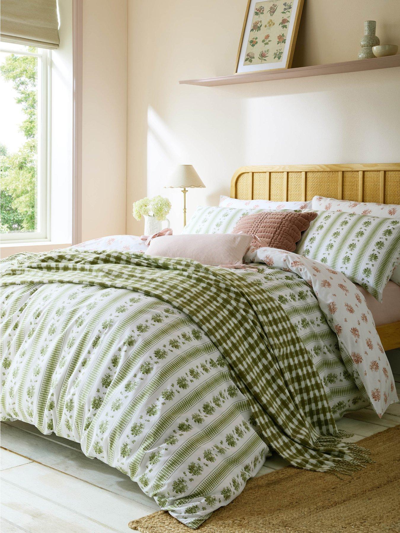 Laura Ashley Pensham Stripe 100% Cotton Quilt Set Pink