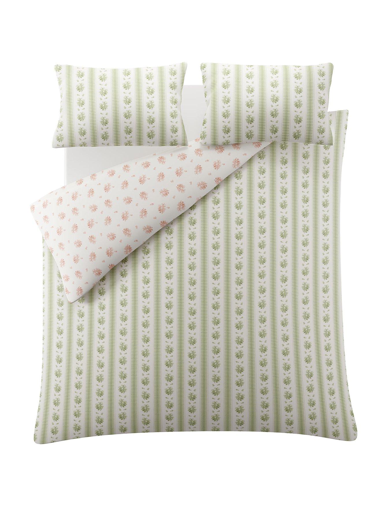 Image 2 of 7 of Laura Ashley Pensham Stripe 100% Cotton Quilt Set Pink