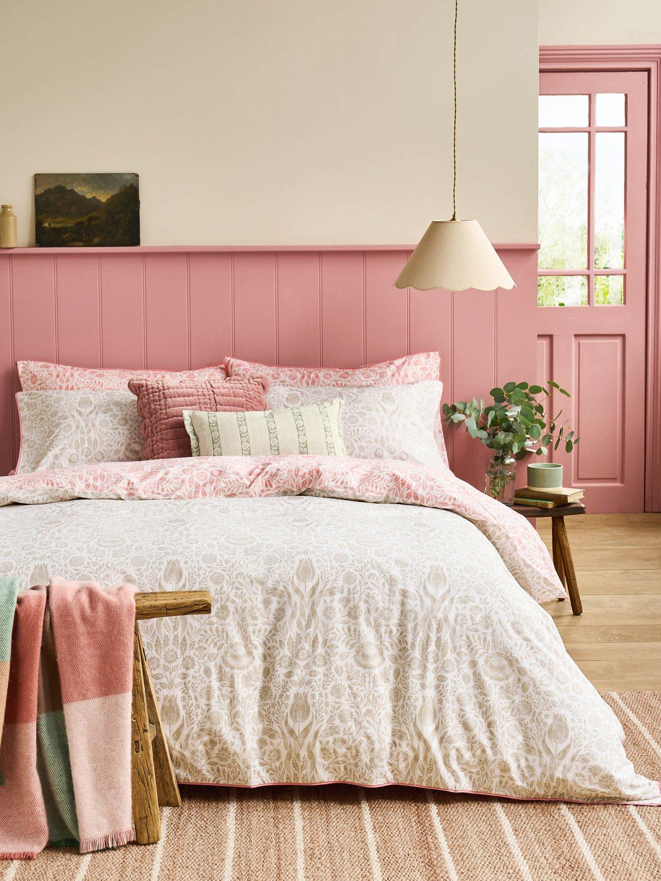 Image 1 of 4 of Laura Ashley Ashstead Damask 100% Cotton Standard Pillowcase Pair 50cmx75cm Coral