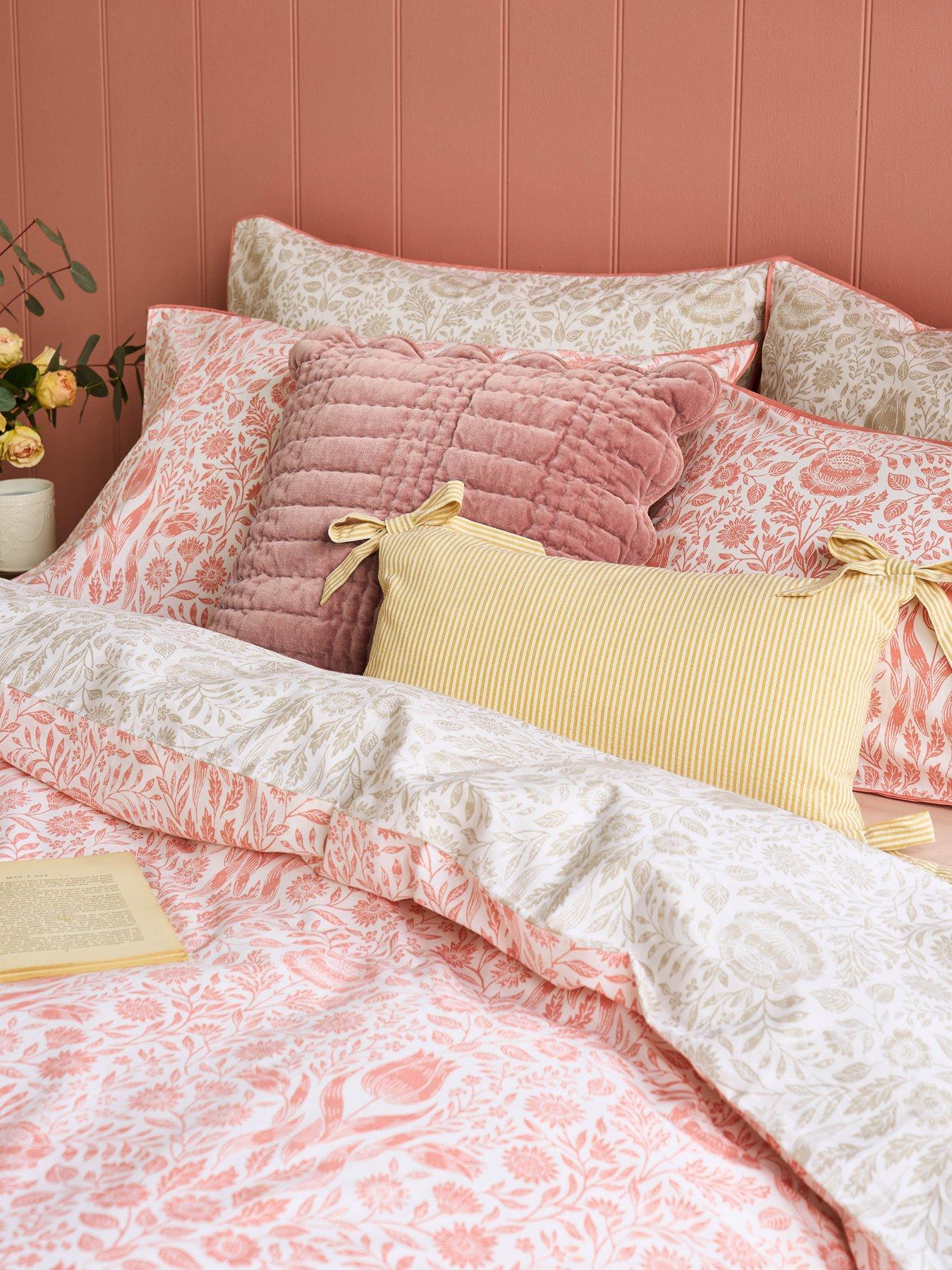 Image 4 of 4 of Laura Ashley Ashstead Damask 100% Cotton Standard Pillowcase Pair 50cmx75cm Coral