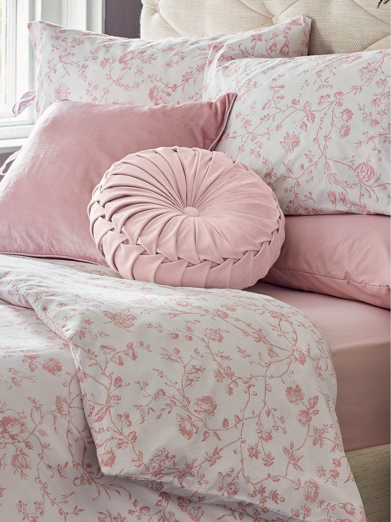 Laura Ashley Aria 100% Cotton Standard Pillowcase Pair 50cm x 75cm Blush