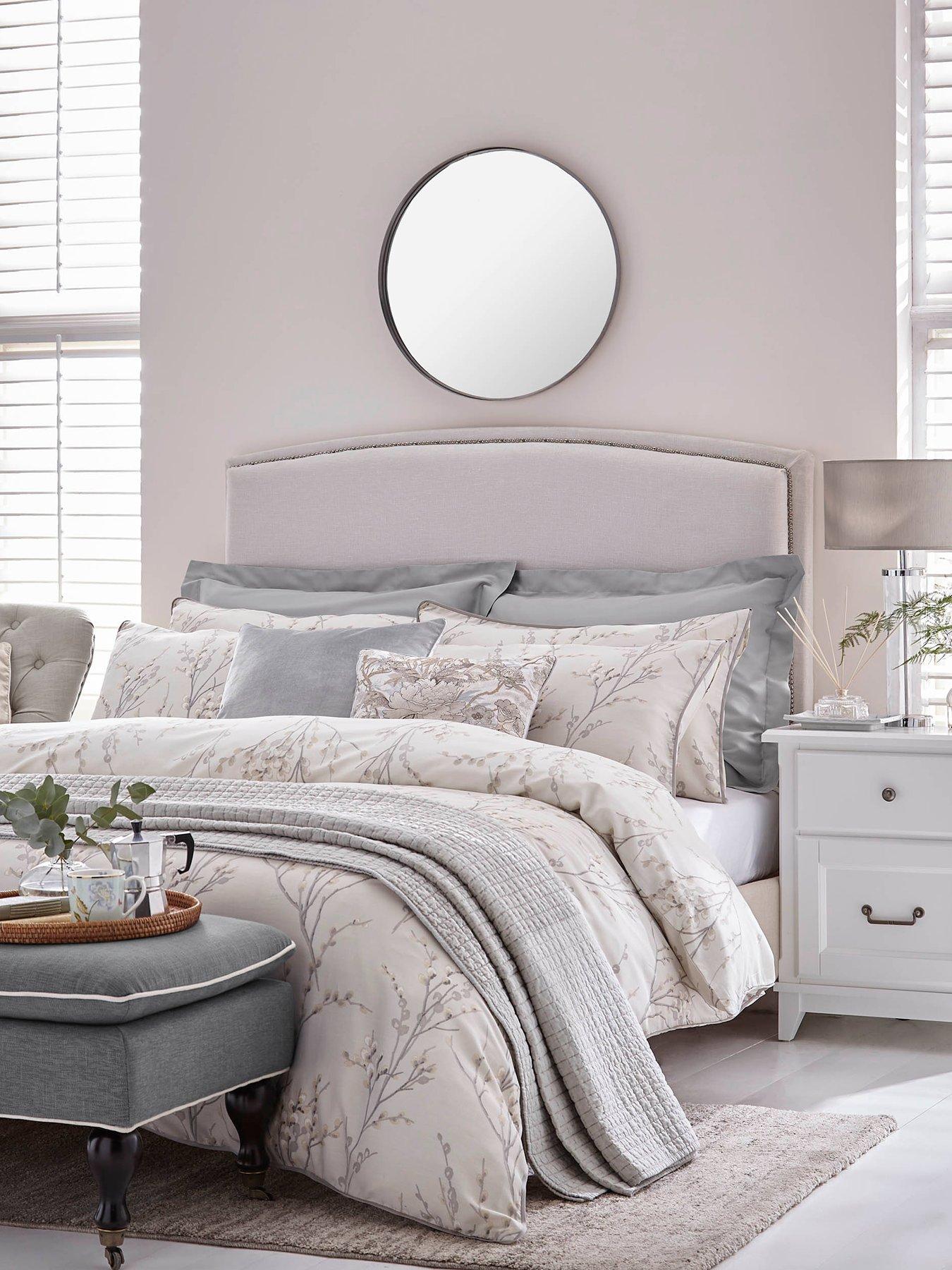 Image 1 of 3 of Laura Ashley Pussy Willow 100% Cotton Quilt Set Dove Grey