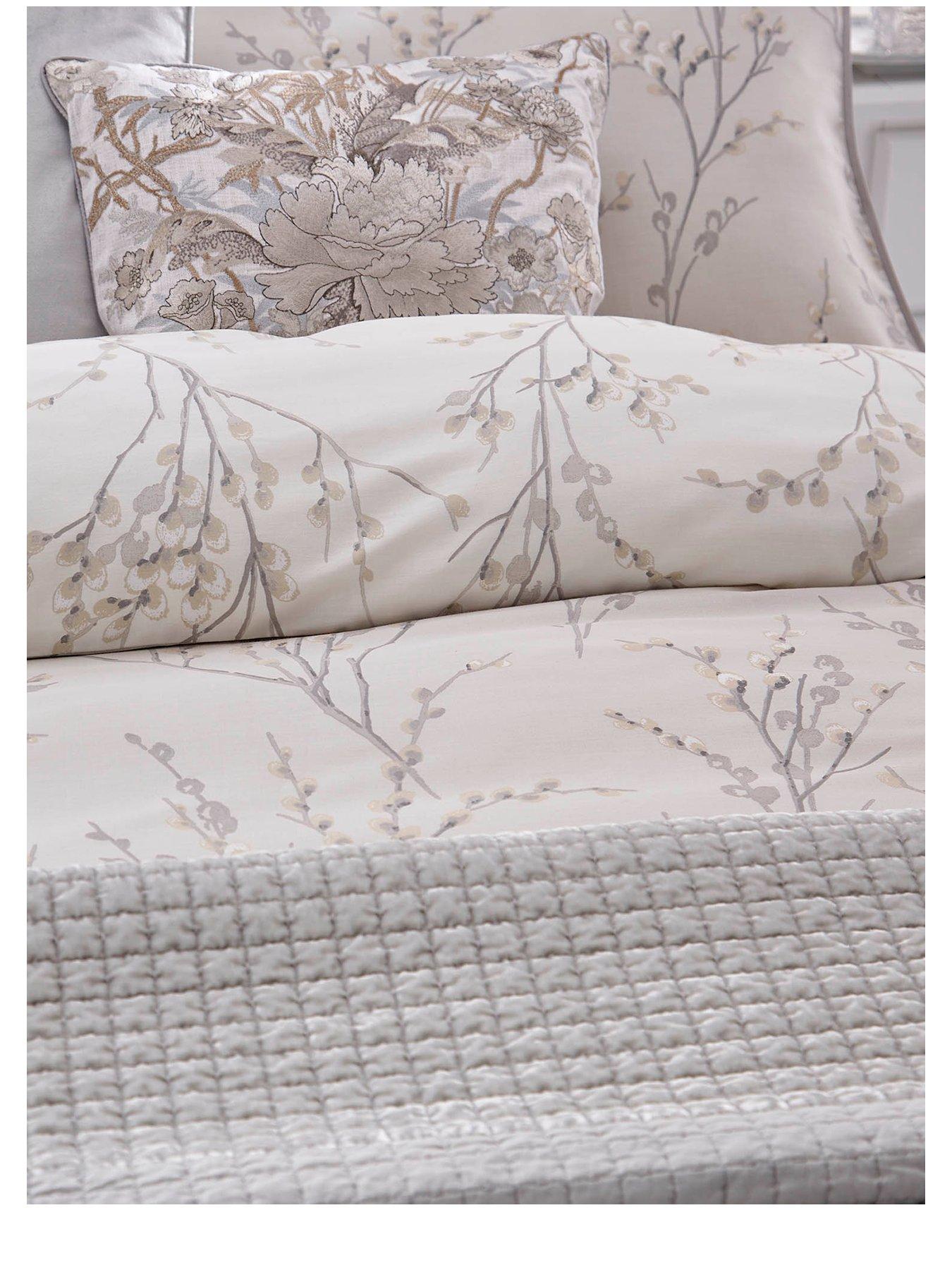 Image 2 of 3 of Laura Ashley Pussy Willow 100% Cotton Quilt Set Dove Grey