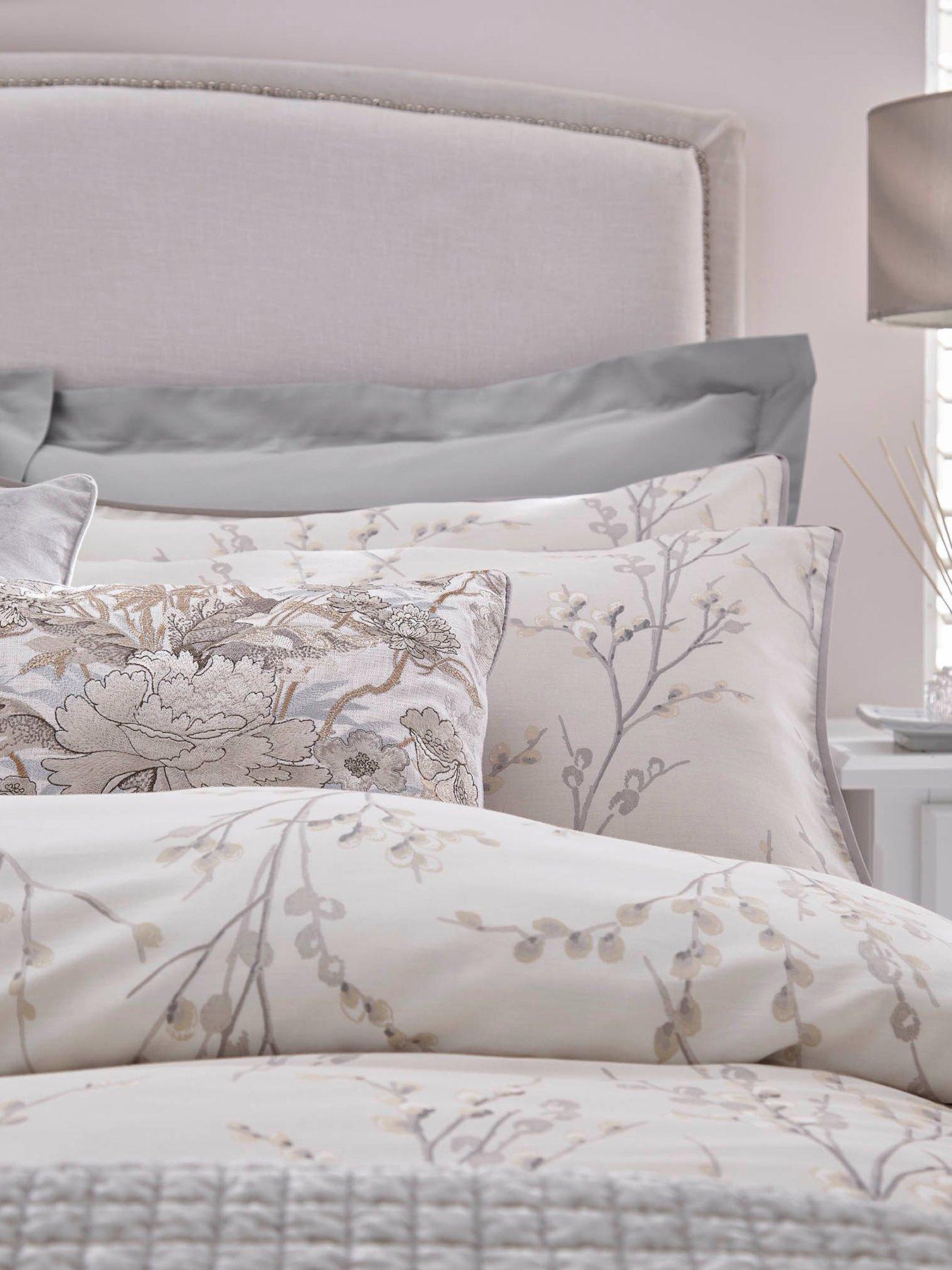 Image 3 of 3 of Laura Ashley Pussy Willow 100% Cotton Quilt Set Dove Grey