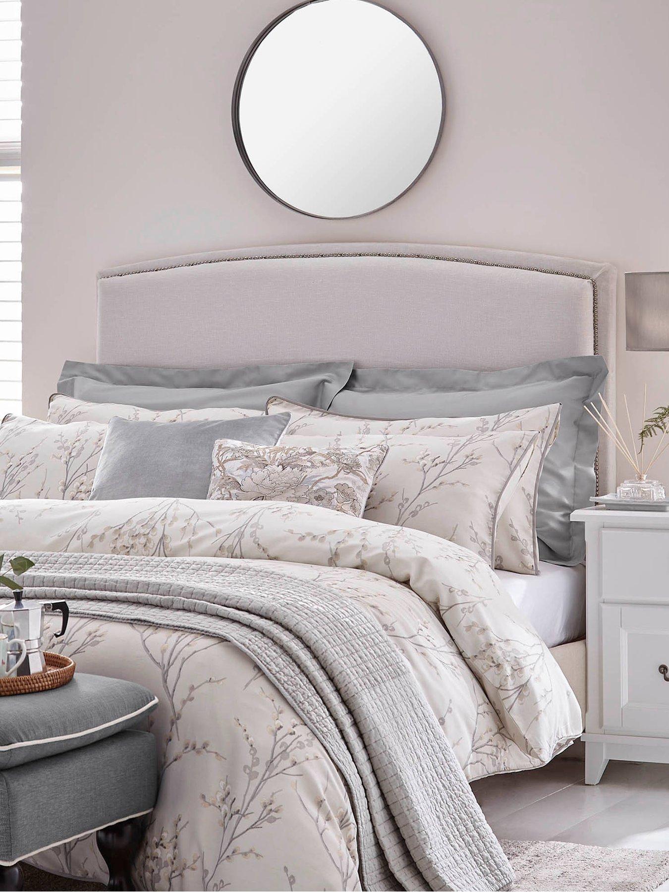 Laura Ashley Pussy Willow 100% Cotton Standard Pillowcase Pair 50cm x 75cm Dove Grey