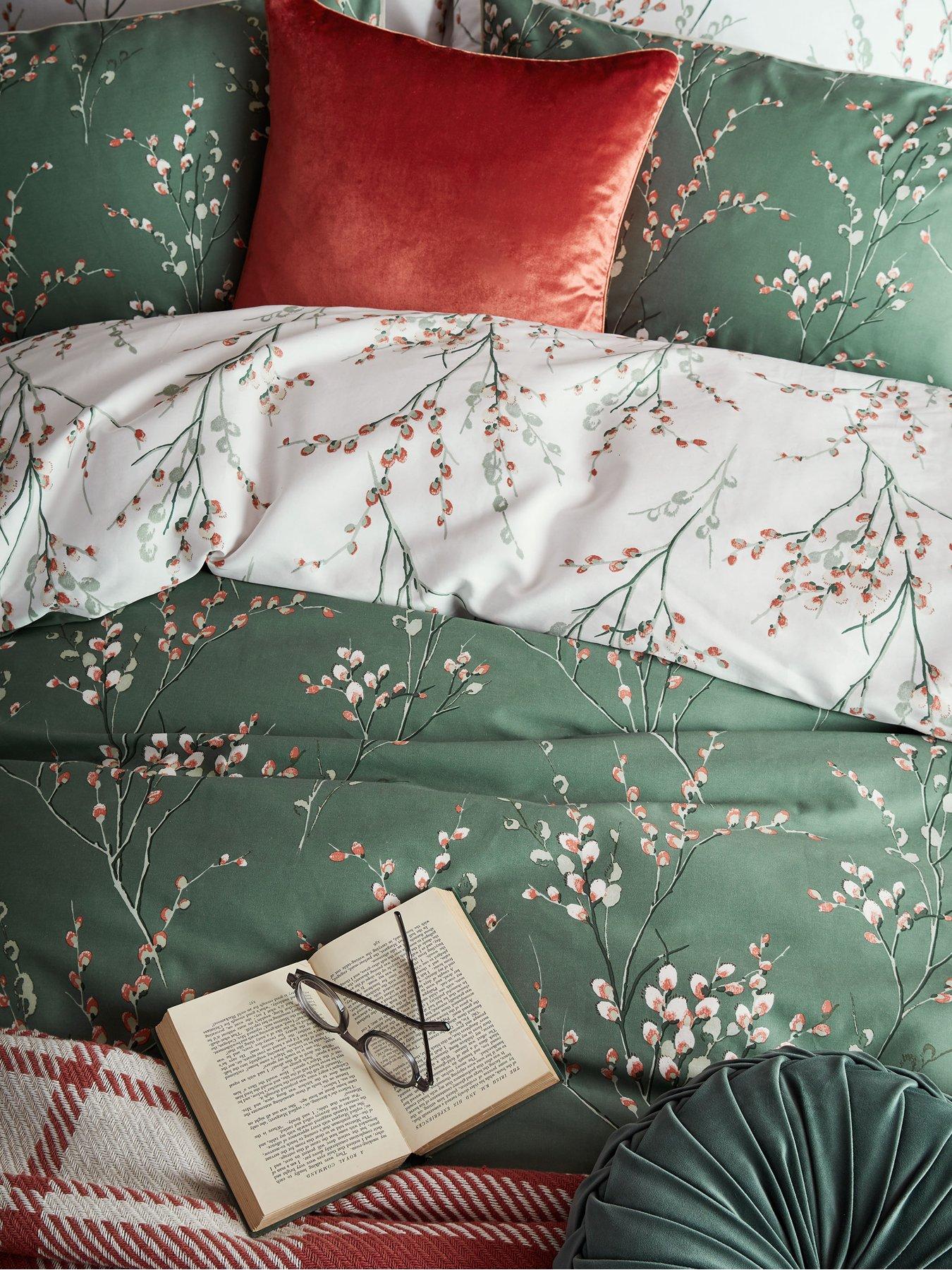 Image 3 of 7 of Laura Ashley Pussy Willow Quilt Set Fern Green