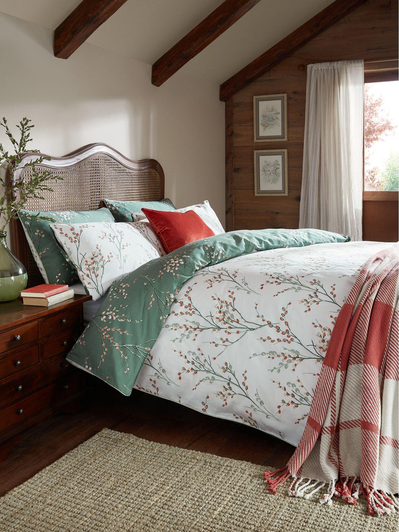 Image 4 of 4 of Laura Ashley Pussy Willow Stanadard Pillowcase Pair 50cm x 75cm Fern Green