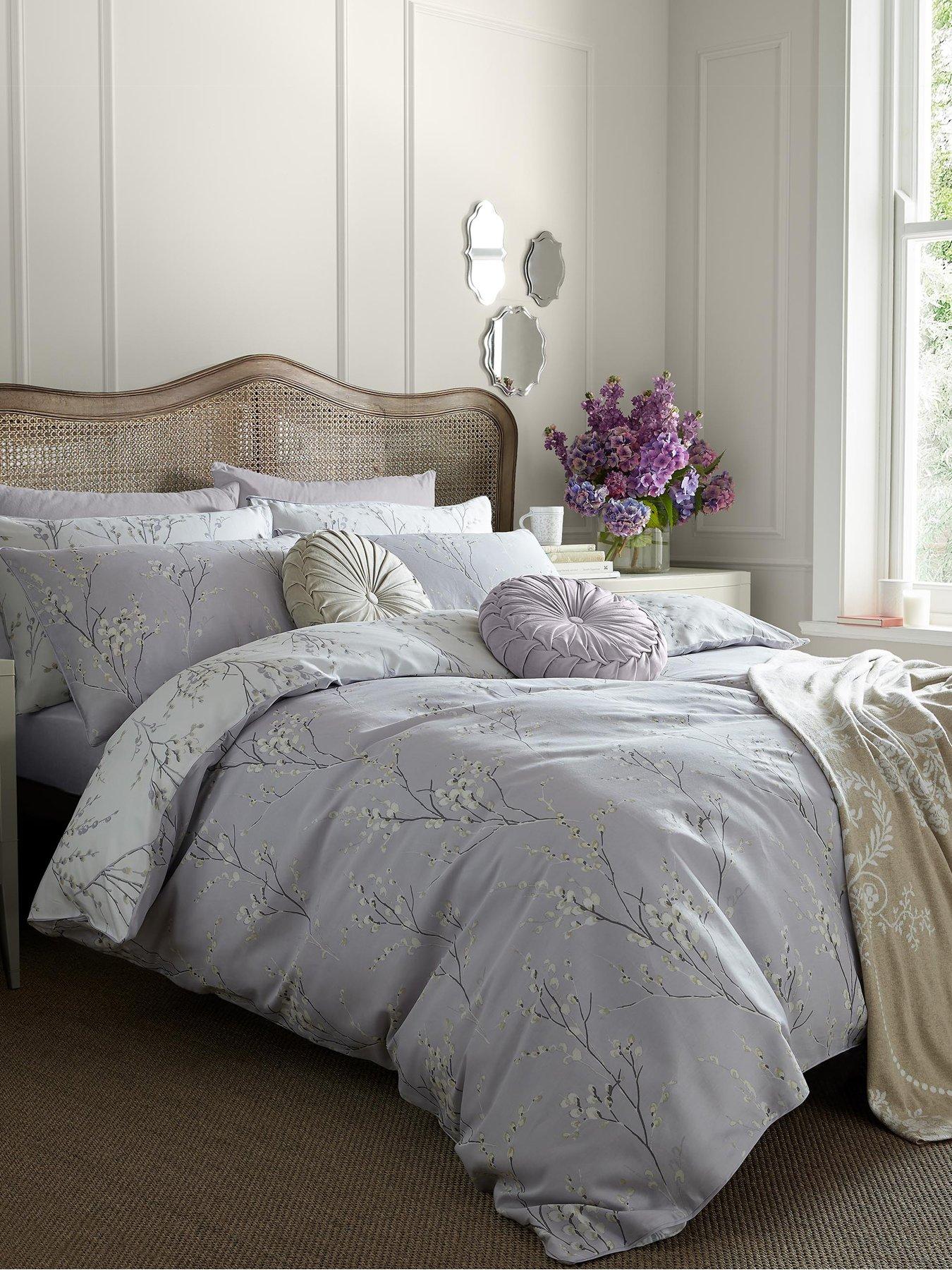 Laura Ashley Pussy Willow 100% Cotton Quilt Set Lilac