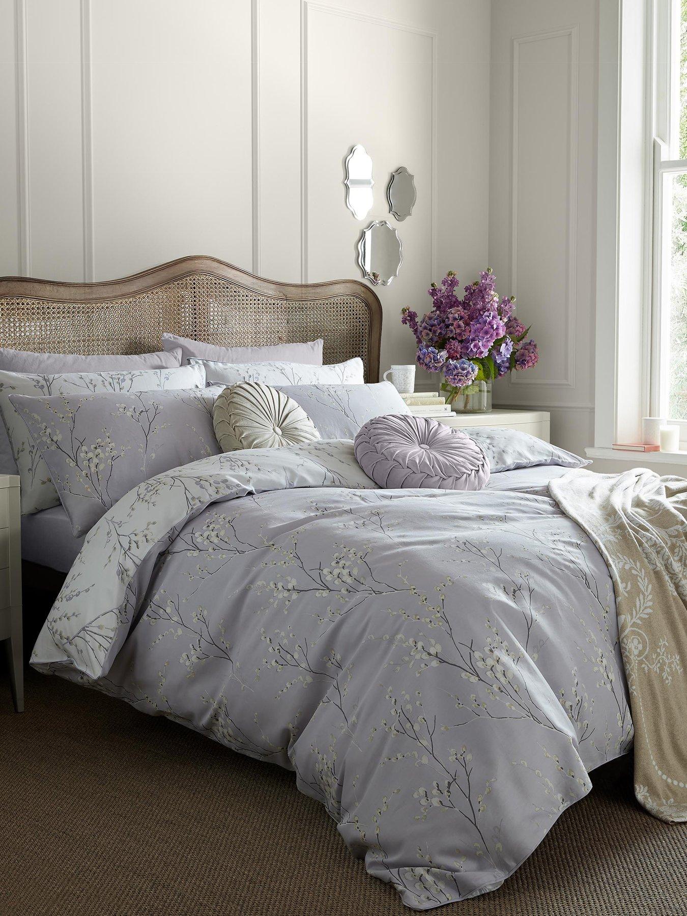 Laura Ashley Pussy Willow 100% Cotton Standard Pillowcase Pair 50cm x 75cm Lilac