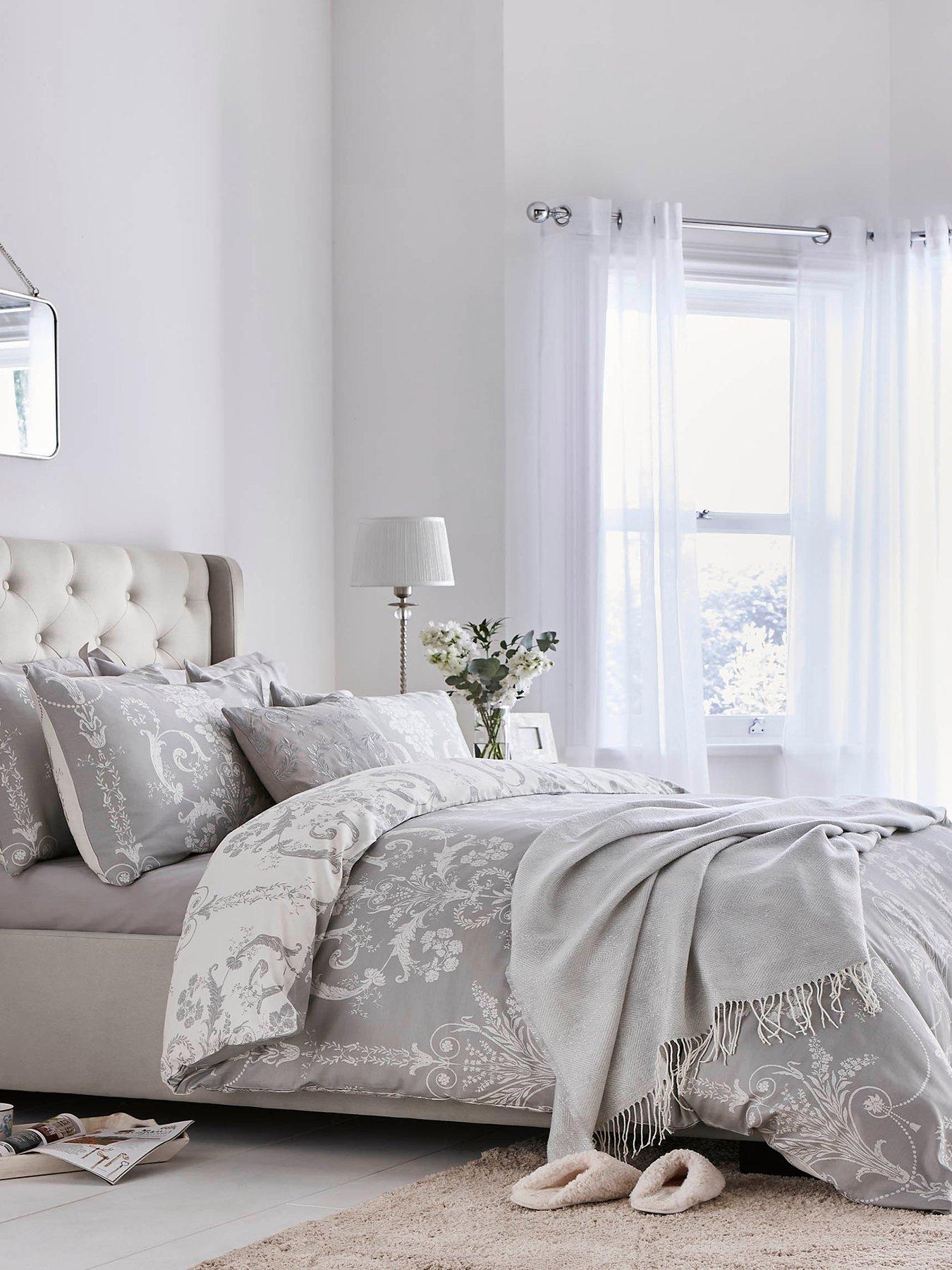 Laura Ashley Josette 100% Cotton Quilt Set Steel
