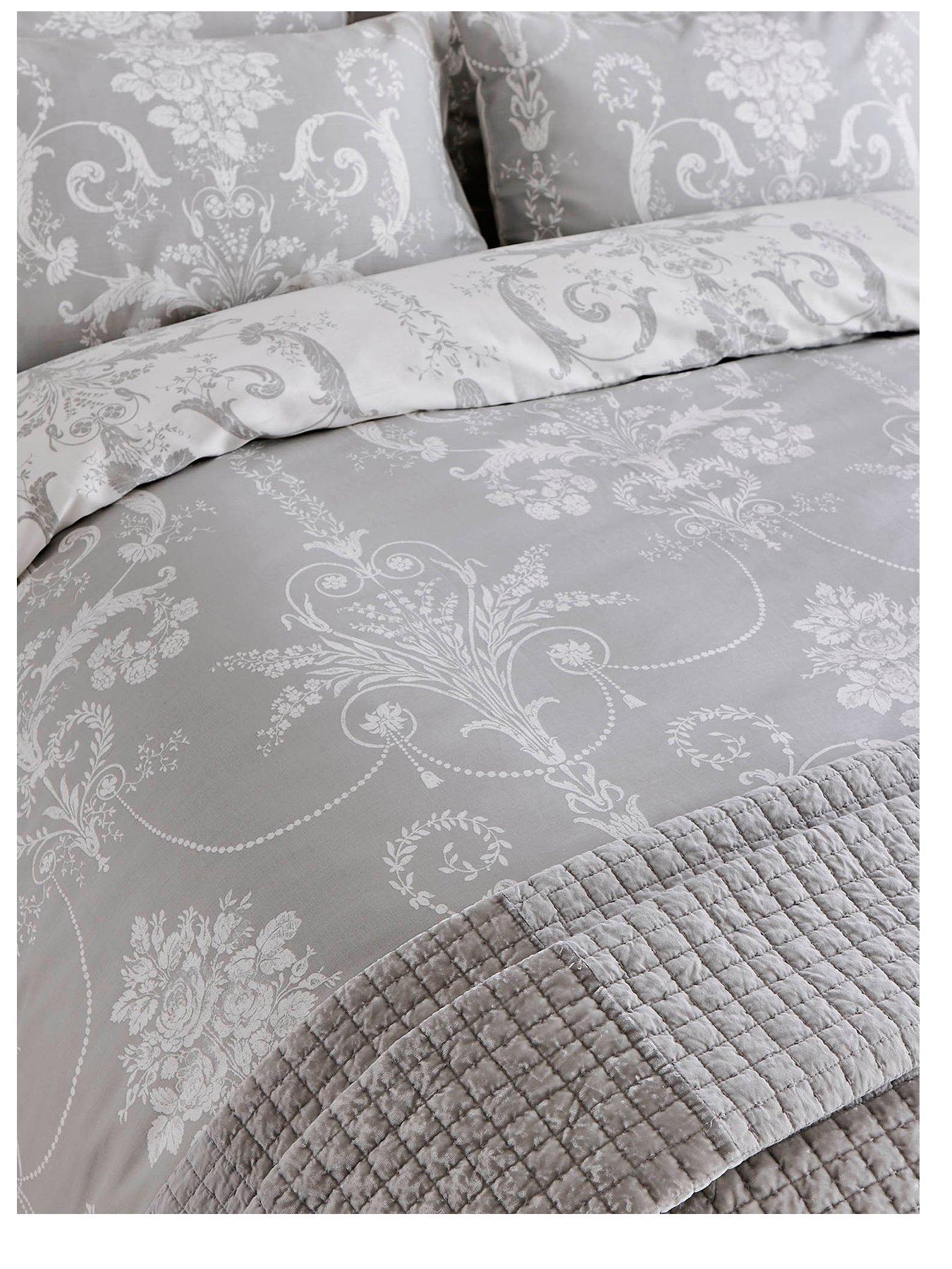 Image 2 of 4 of Laura Ashley Josette 100% Cotton Quilt Set Dove Grey