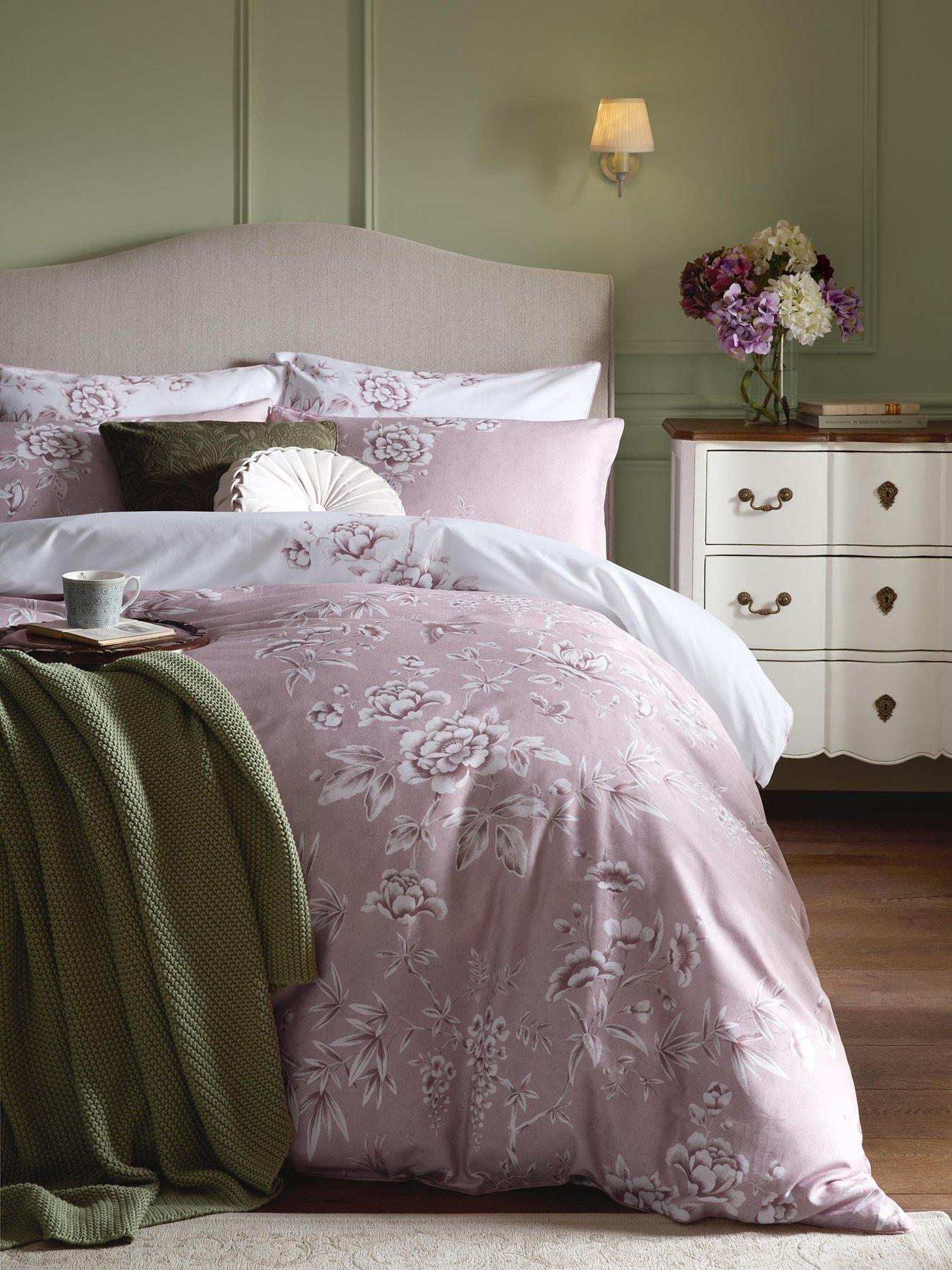 Laura Ashley Rowsham Garden Standard Pillowcase Pair 50cmx75cm Dark Blush