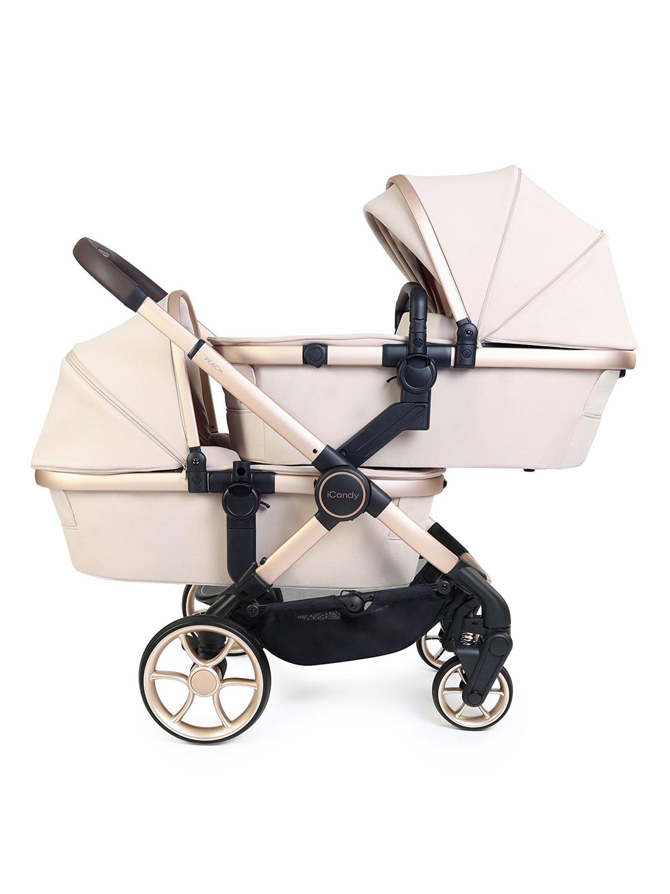  image of icandy-peach-8-twin-complete-pushchair-editions-bundle-biscotti