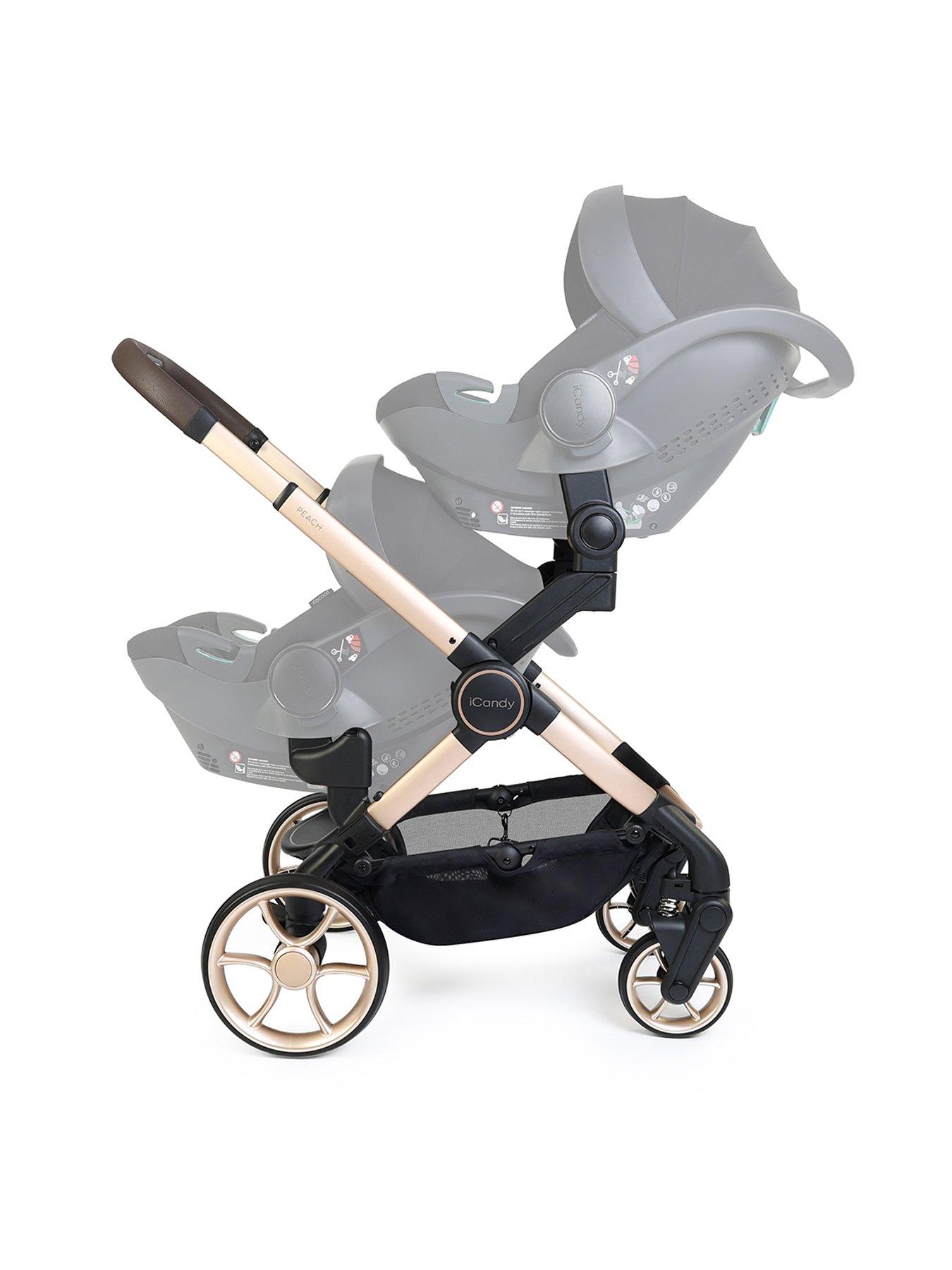  image of icandy-peach-8-twin-complete-pushchair-editions-bundle-biscotti