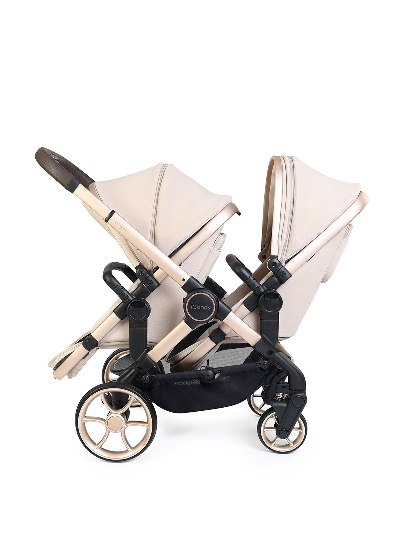  image of icandy-peach-8-twin-complete-pushchair-editions-bundle-biscotti